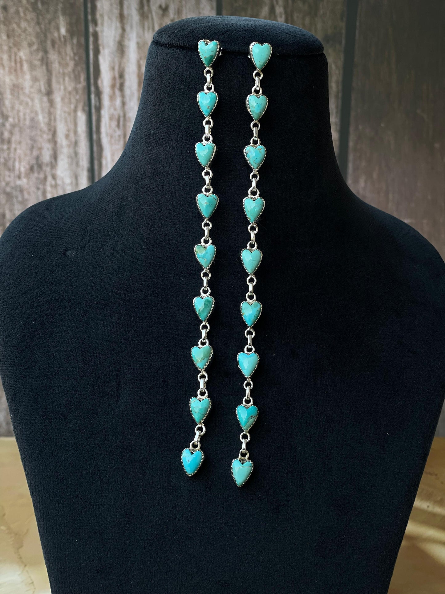 Handmade Turquoise and Sterling Silver Heart Dangles