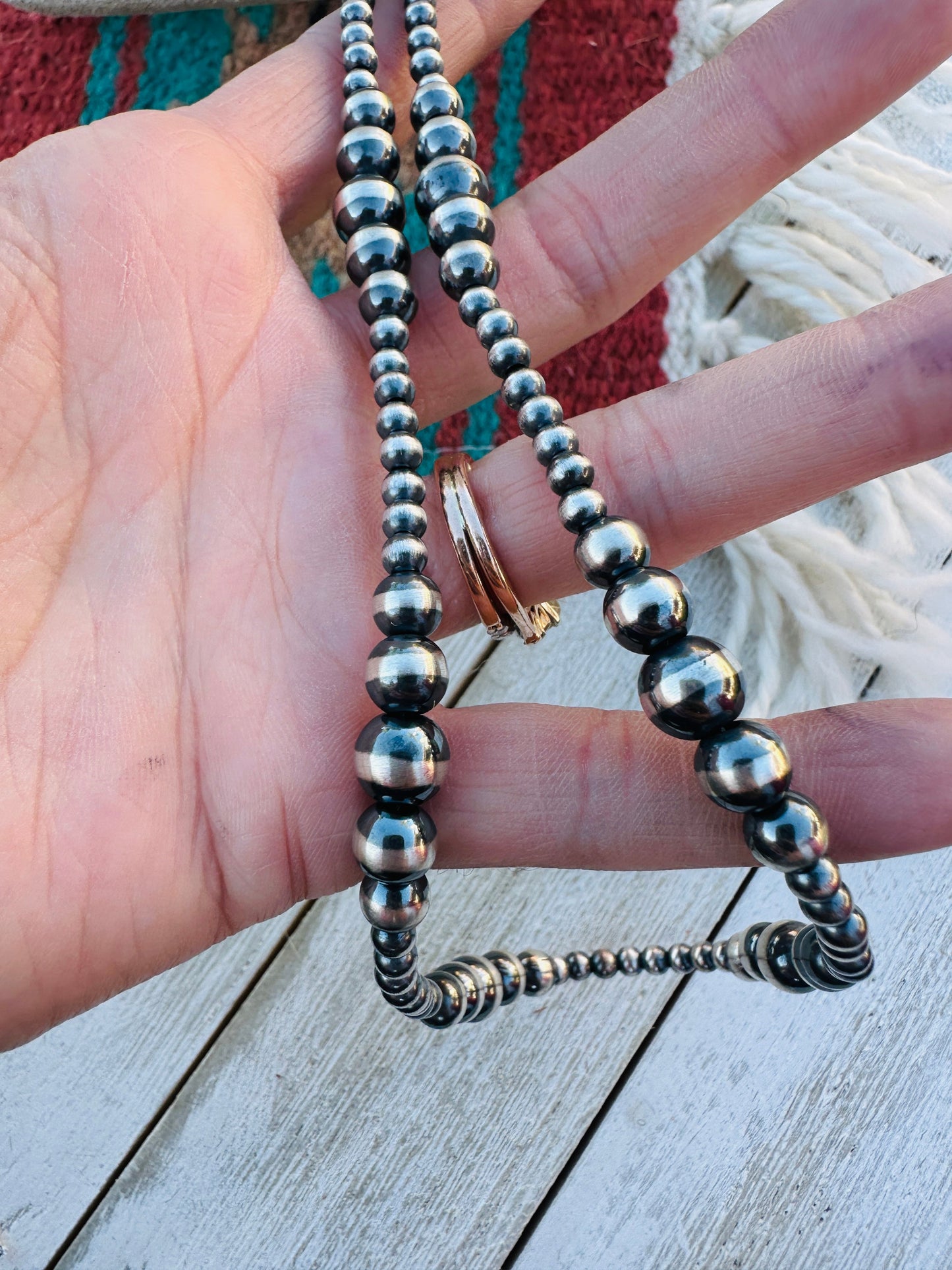Handcrafted 16” Sterling Silver Pearl Beaded Necklace