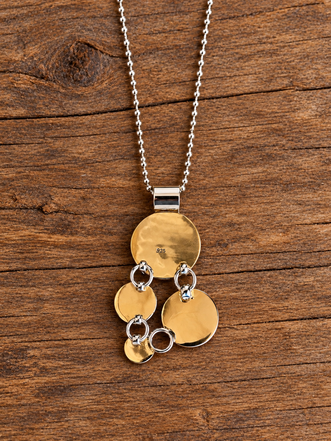 Turquoise & Spiny Circles Sterling Silver Pendant Necklace