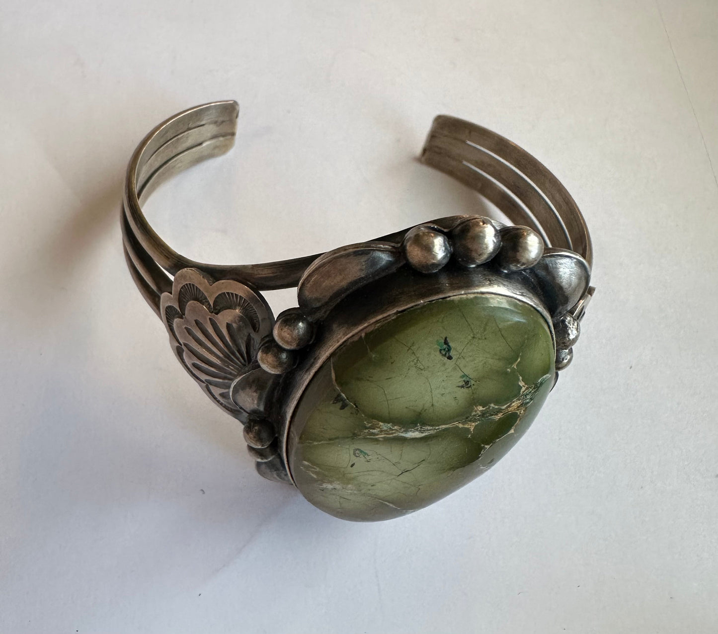 Handcrafted Sterling Silver & Royston Turquoise Cuff Bracelet By Mary Ann Spencer