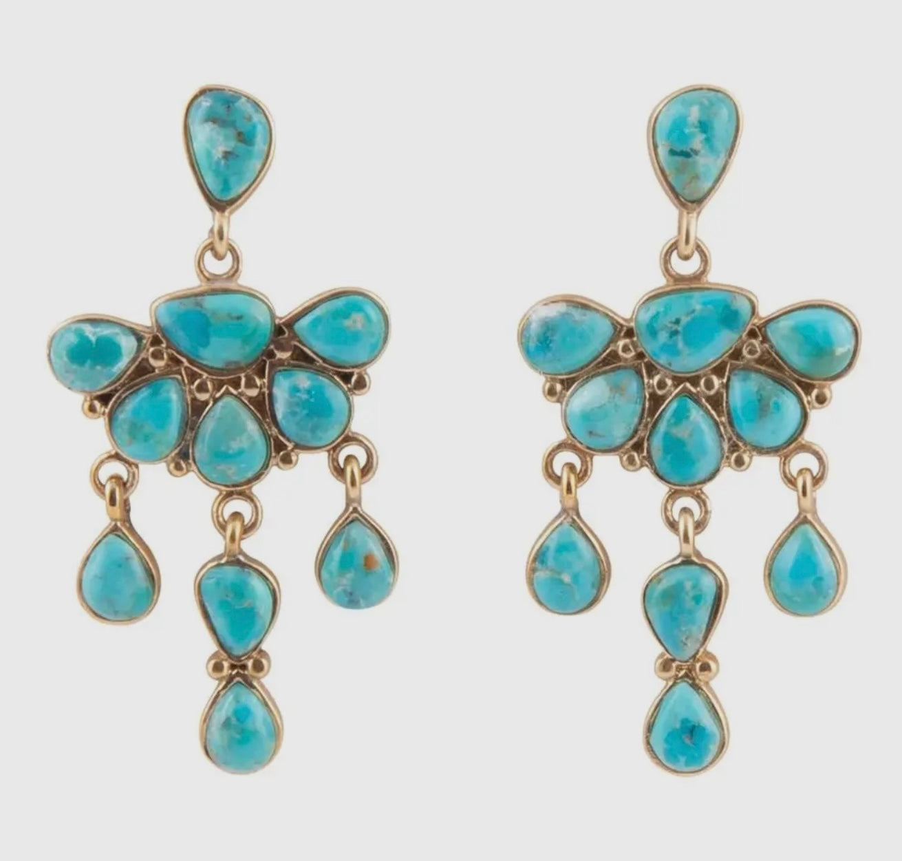 “The Golden Collection” DURANGO Handmade Gold Plated Sterling Silver & Natural Turquoise Earrings