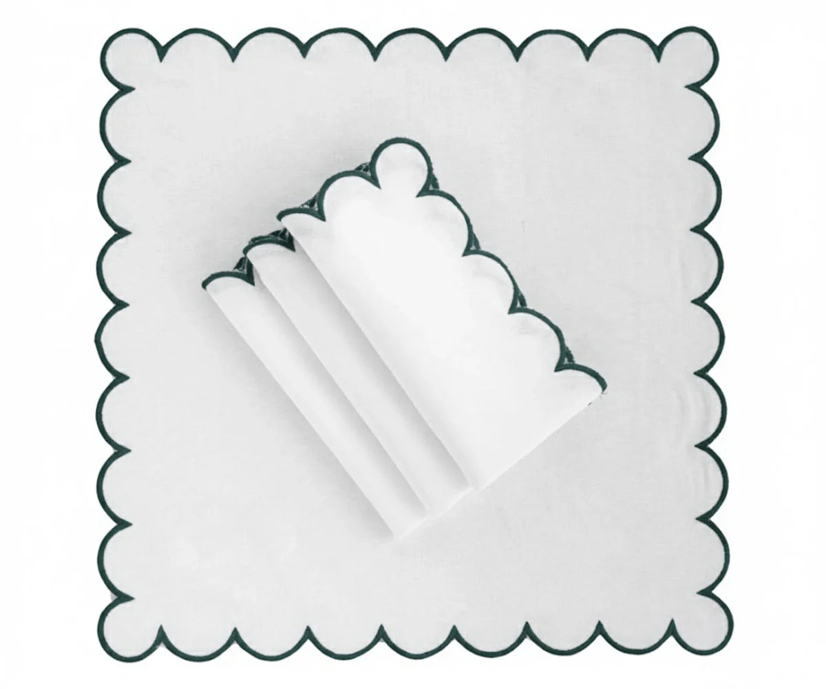 Green Scalloped Edge Napkins - LongWave