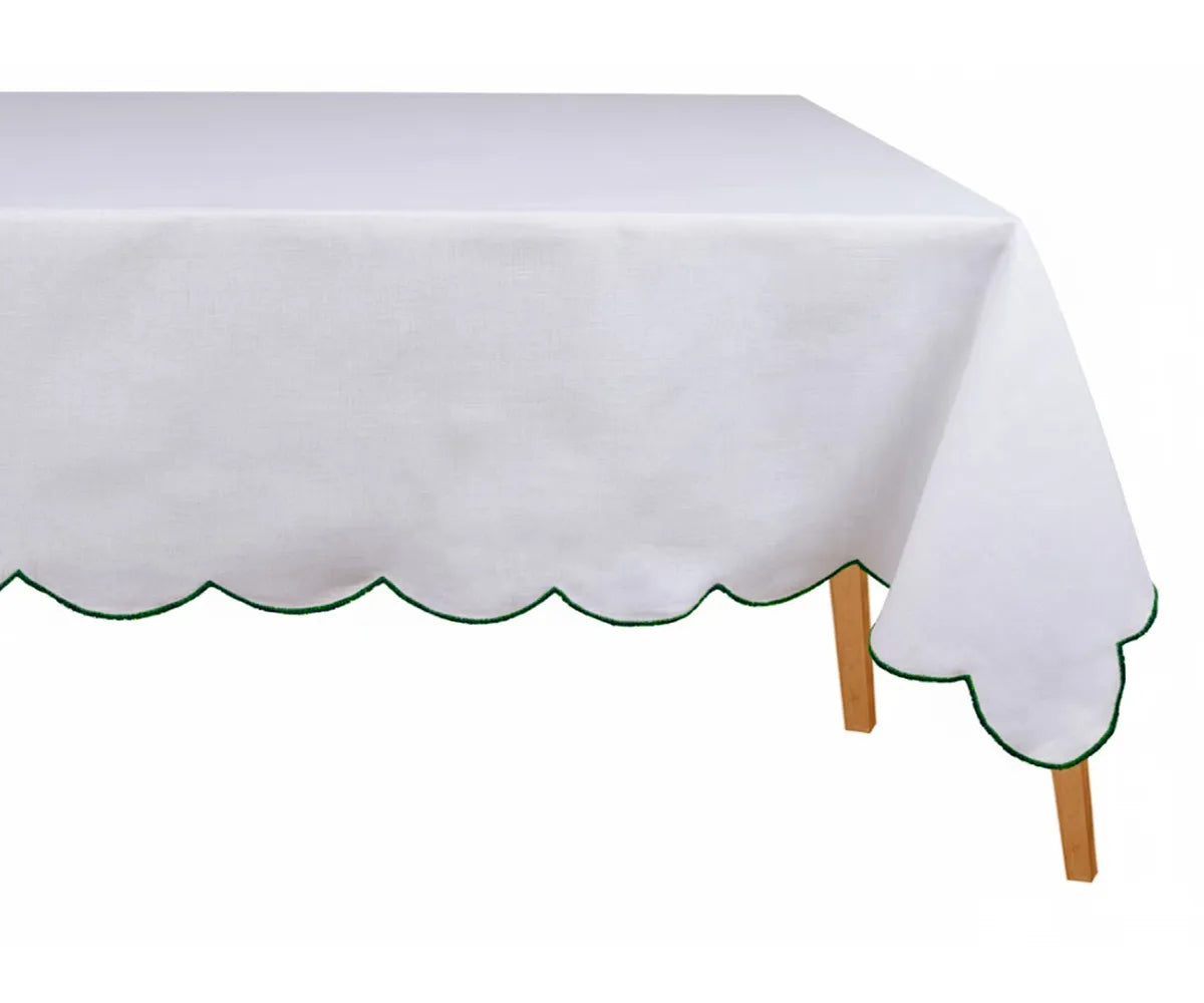 Green and White Tablecloth