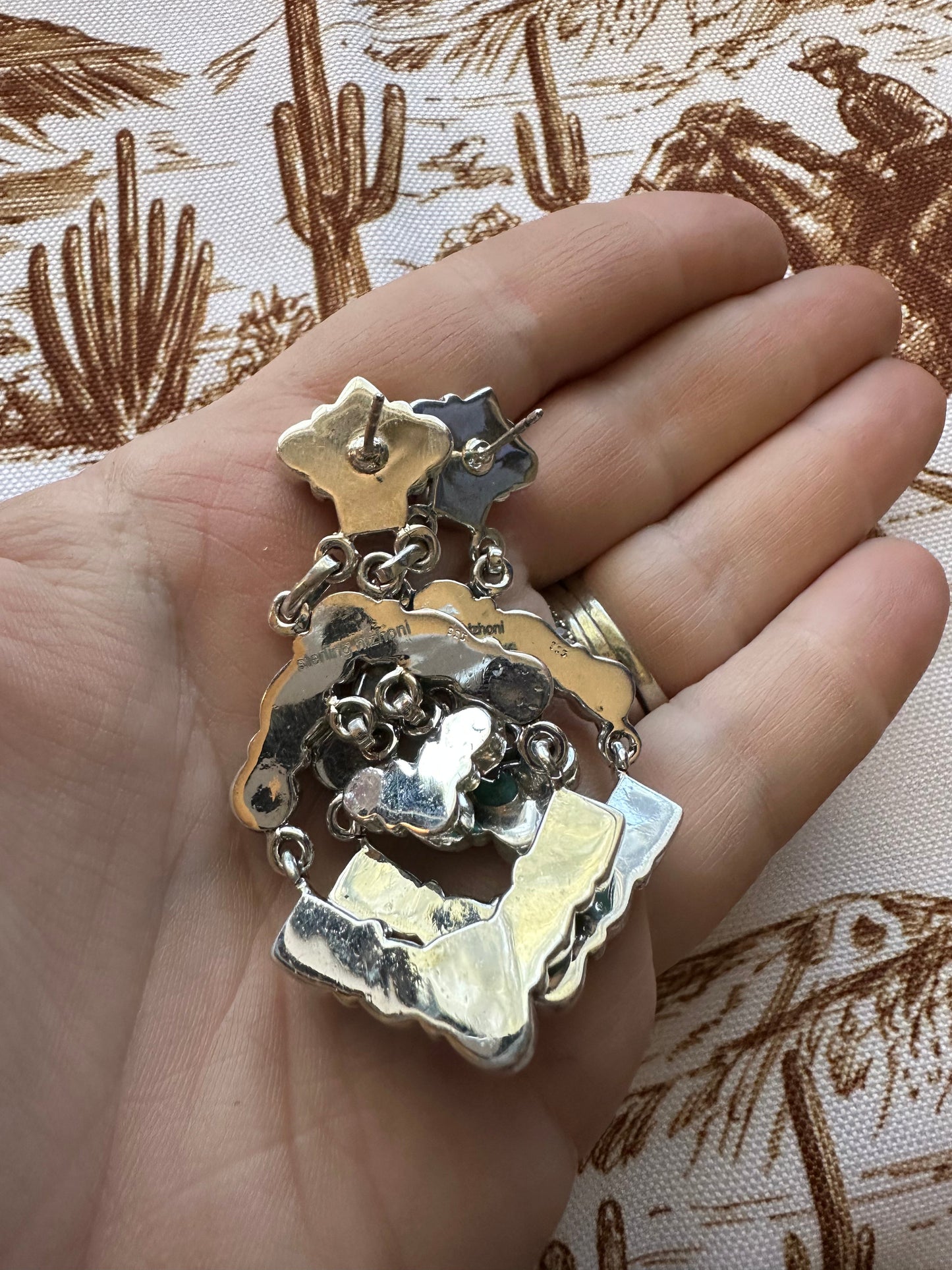 NFR COLLECTION Handmade Turquoise & Sterling Silver Dangle Earrings