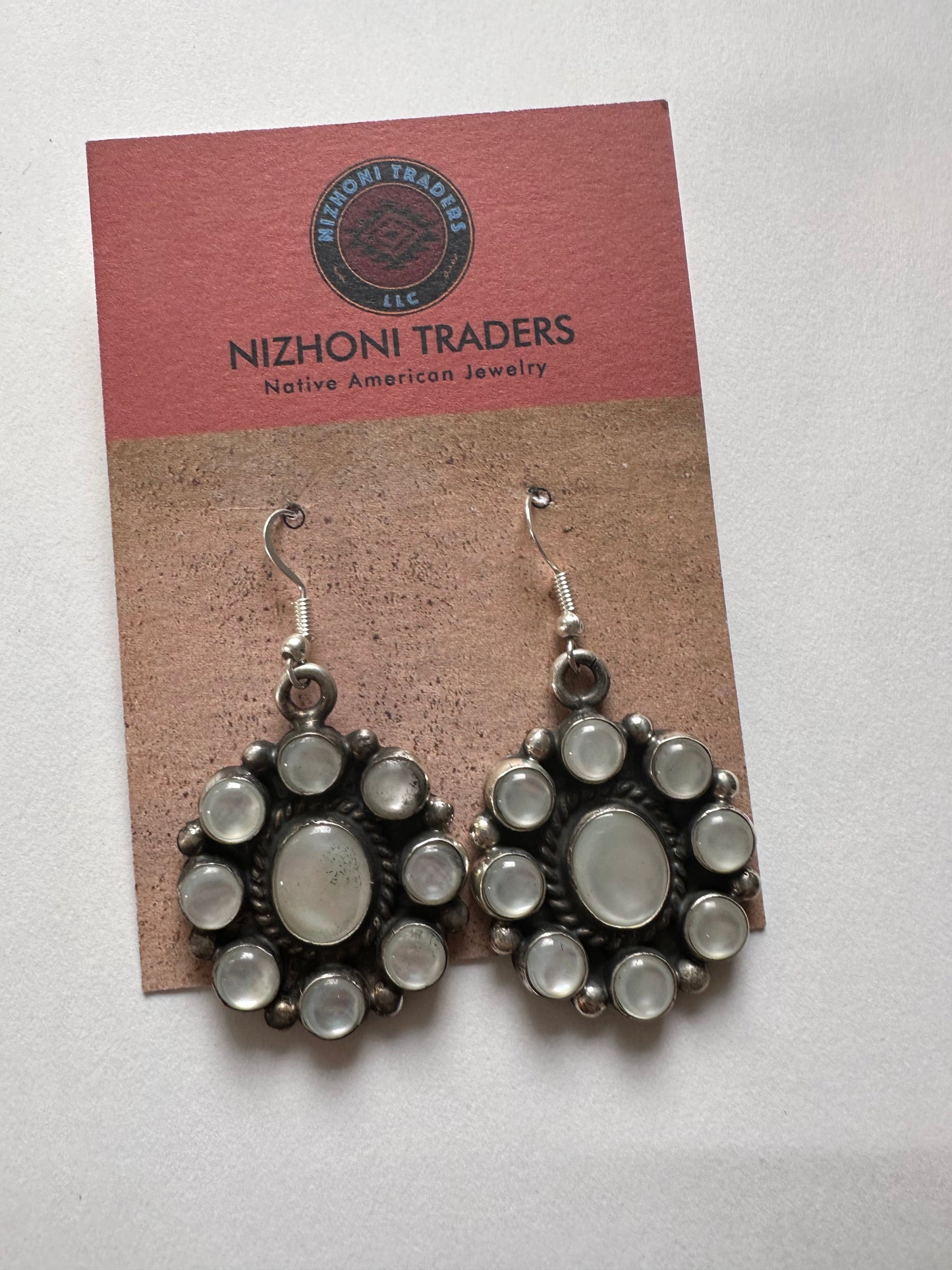 Handcrafted Mother of Pearl & Sterling Silver Dangle Earrings