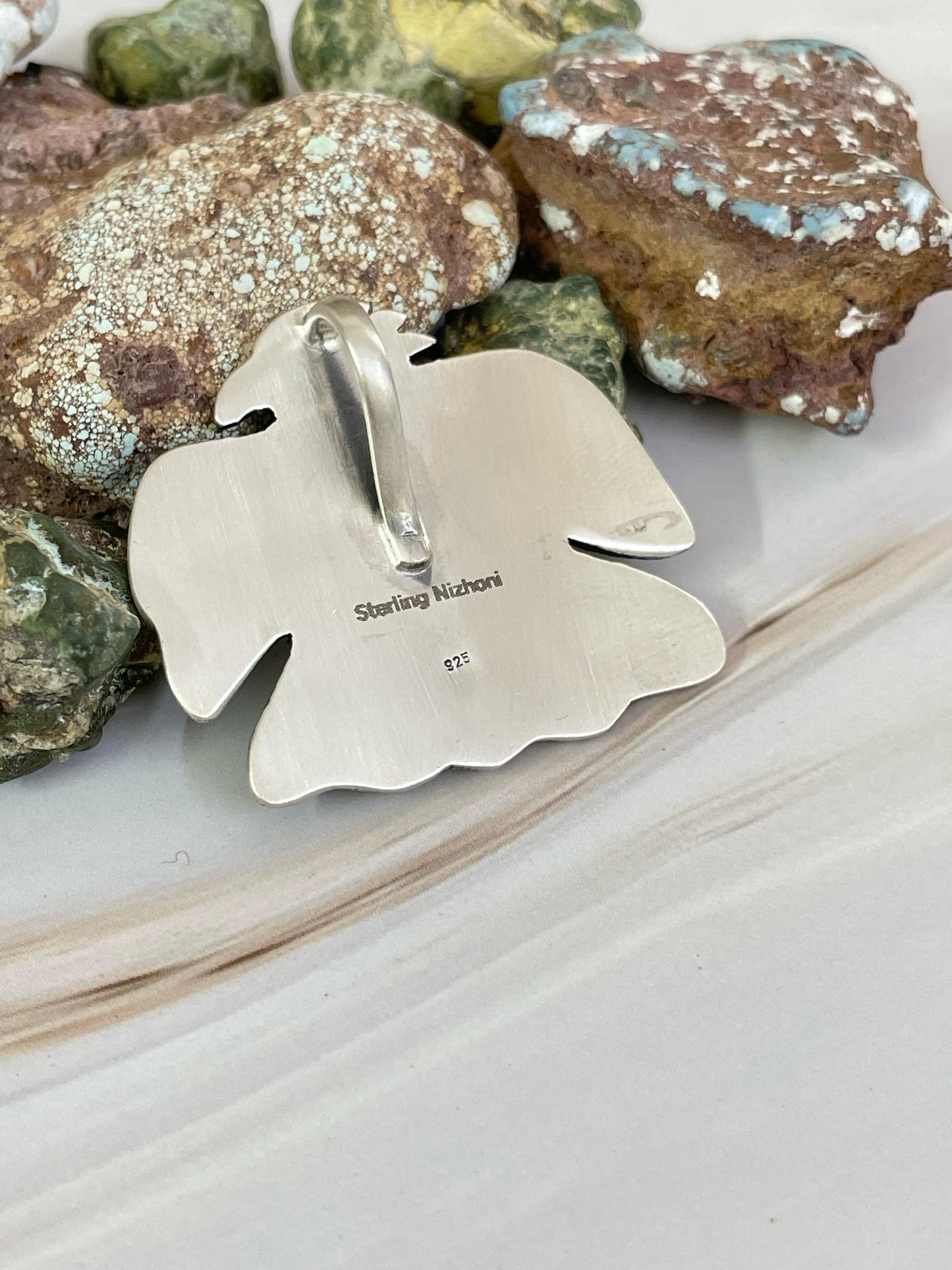 Handmade Sterling Silver Kingman Pendant, Signed Nizhoni