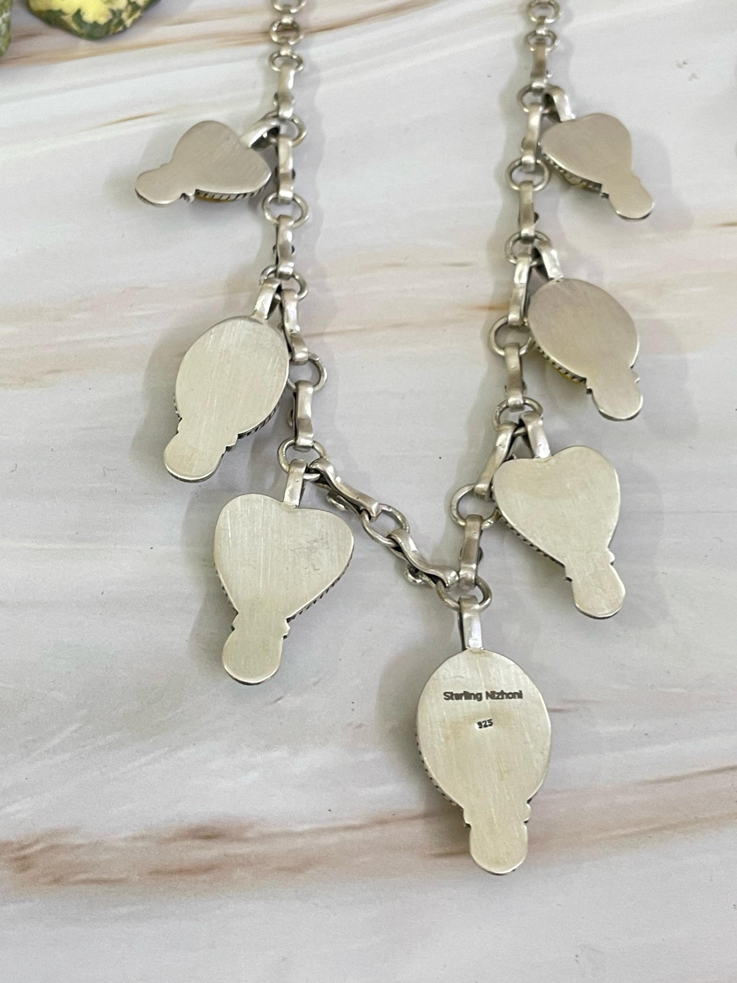 Handmade Sterling Silver Honey Dahlia Necklace, Signed Nizhoni