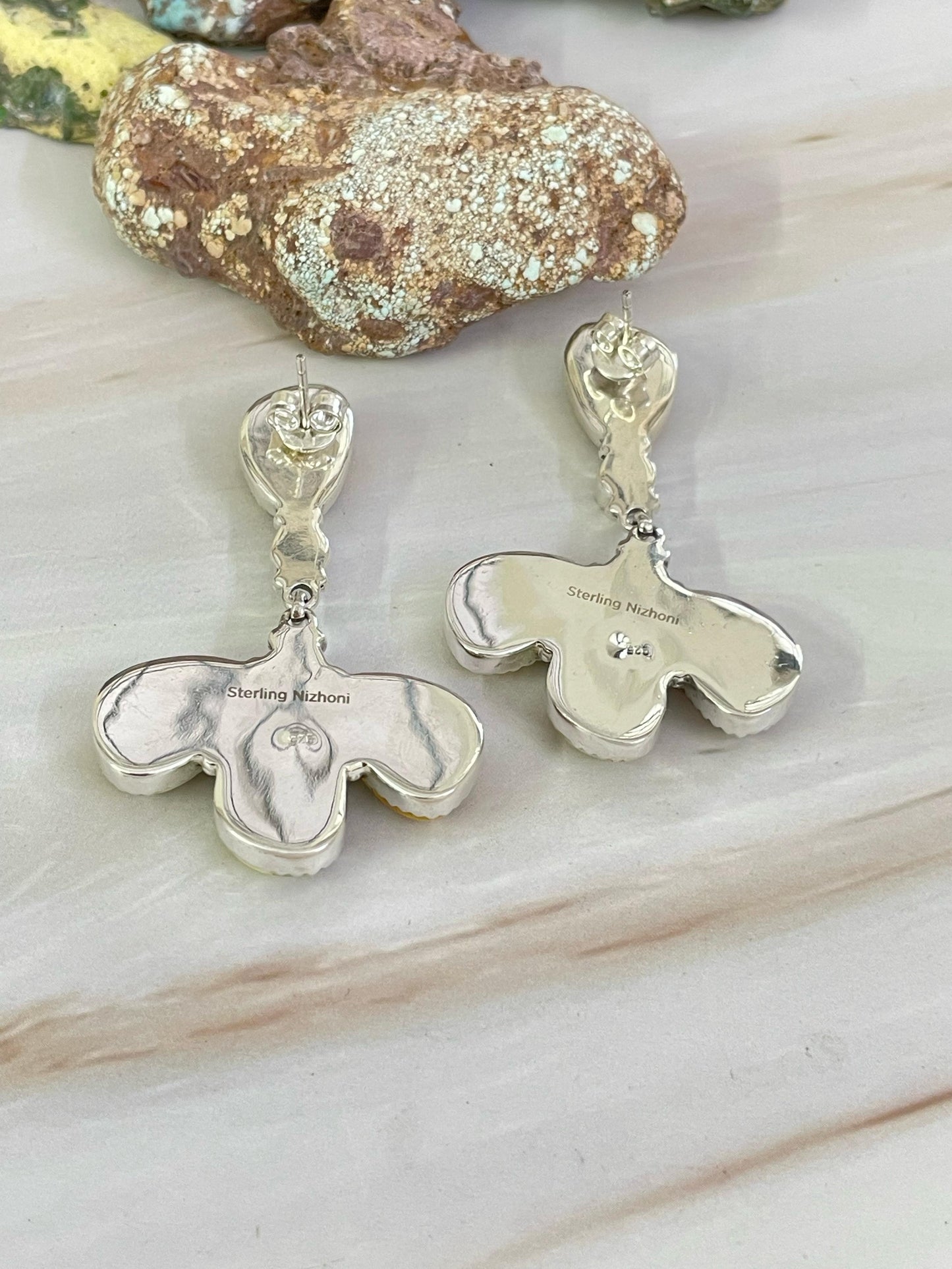 Handmade Sterling Silver Honey Dahlia with Topaz, Post Earrings, Signed Nizhoni