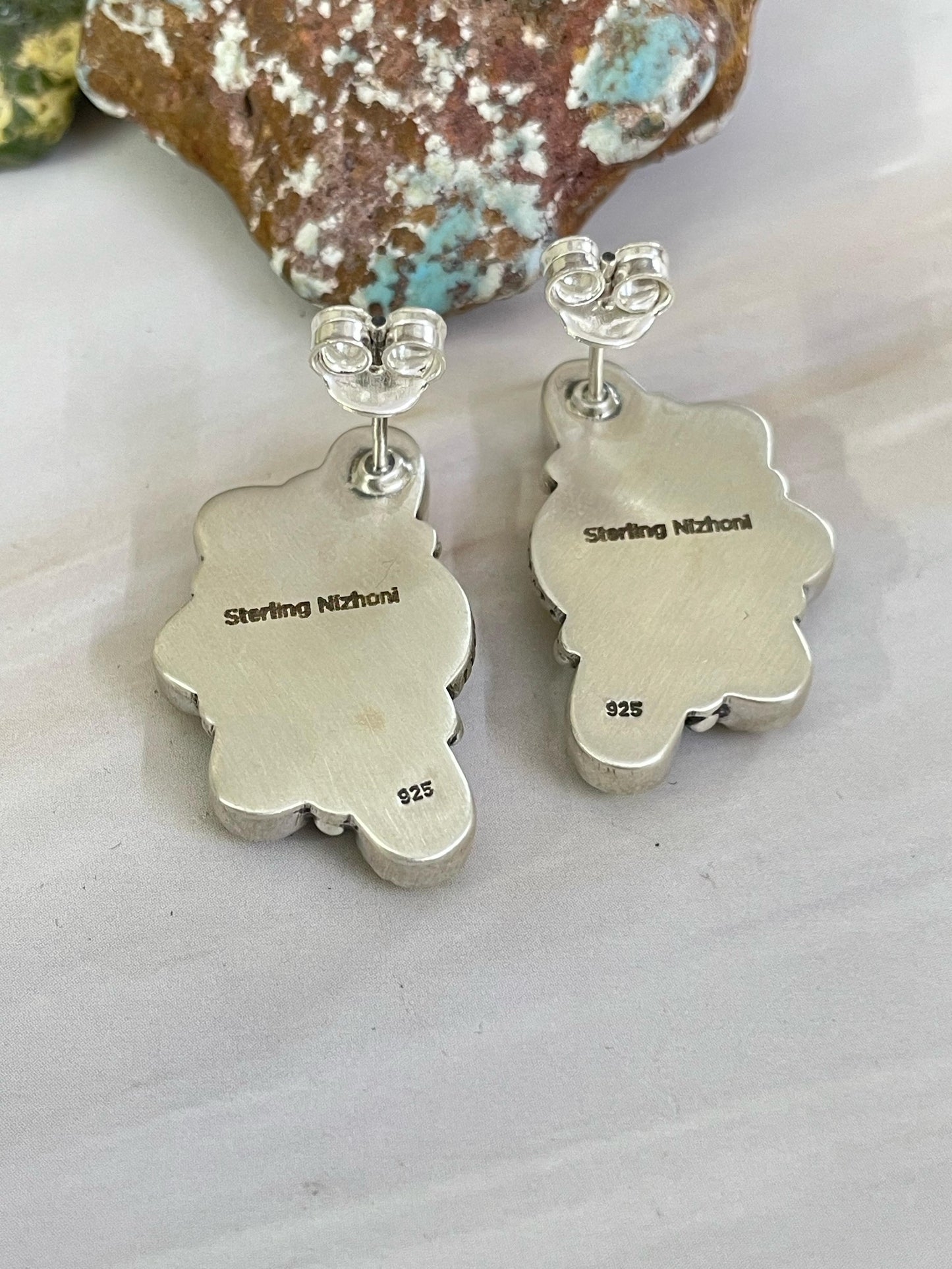 Handmade Sterling Silver Honey Dahlia Post Earrings, Signed Nizhoni