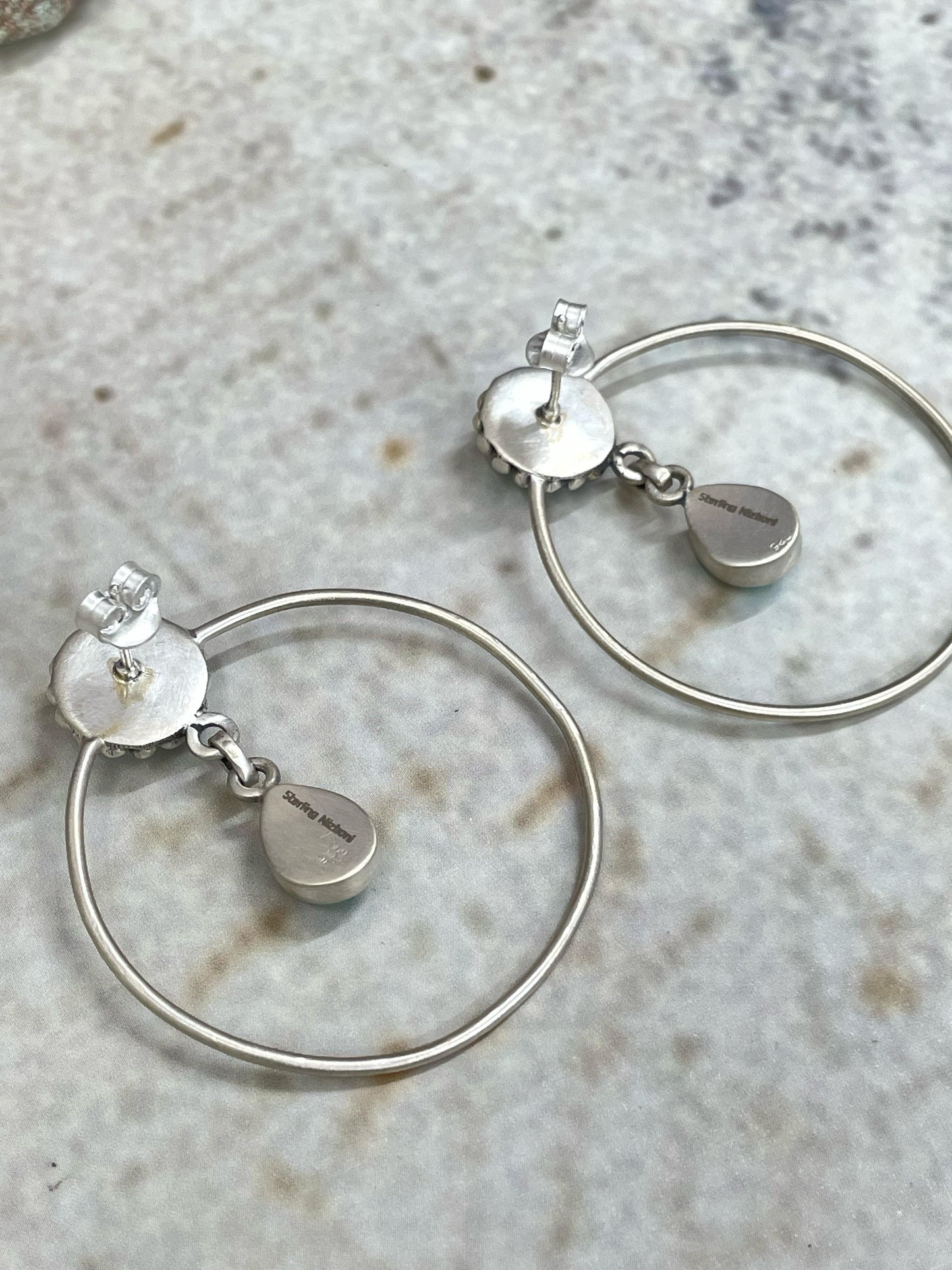 Handmade Natural Kingman Turquoise Hoop Earrings