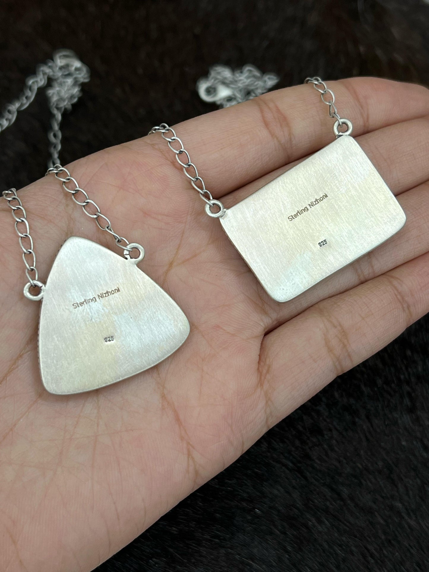 Handmade Sterling Silver Peacock Dahlia, White Buffalo Turquoise Necklace with Signed Nizhoni
