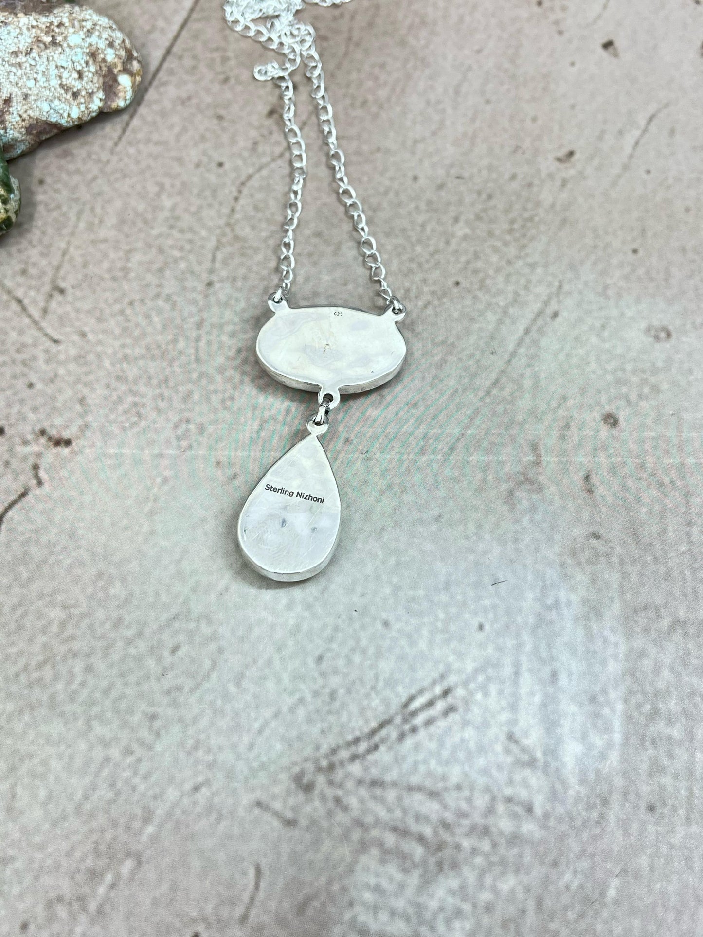 Handmade Sterling Silver Honey Dahlia Necklace with Signed Nizhoni