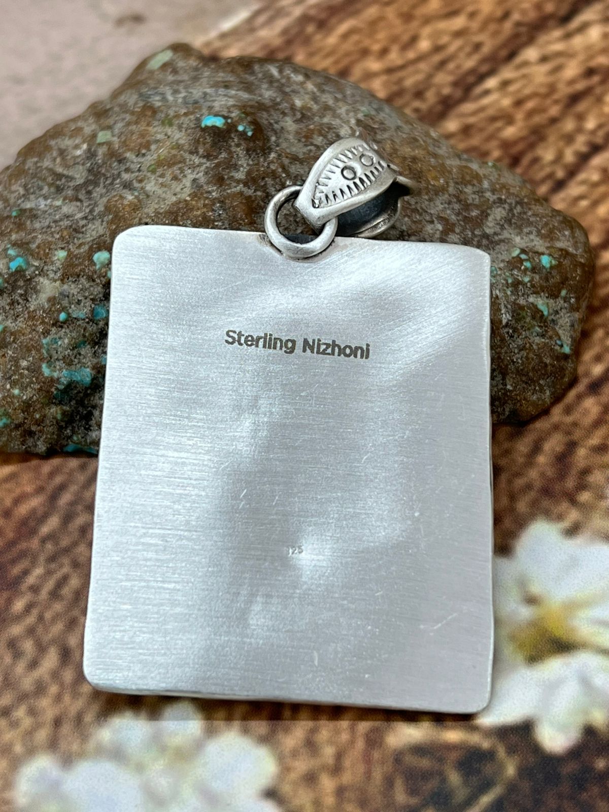 Handmade Sterling Silver Black Onyx Pendant with Signed Nizhoni
