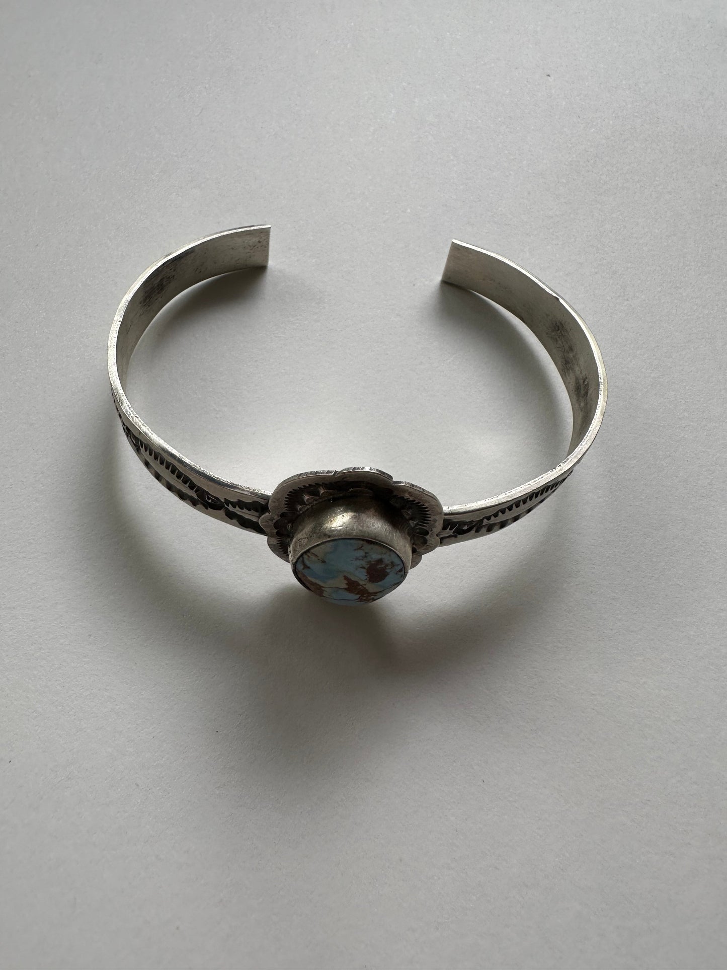 Handcrafted Golden Hill Turquoise & Sterling Silver Cuff Bracelet Signed