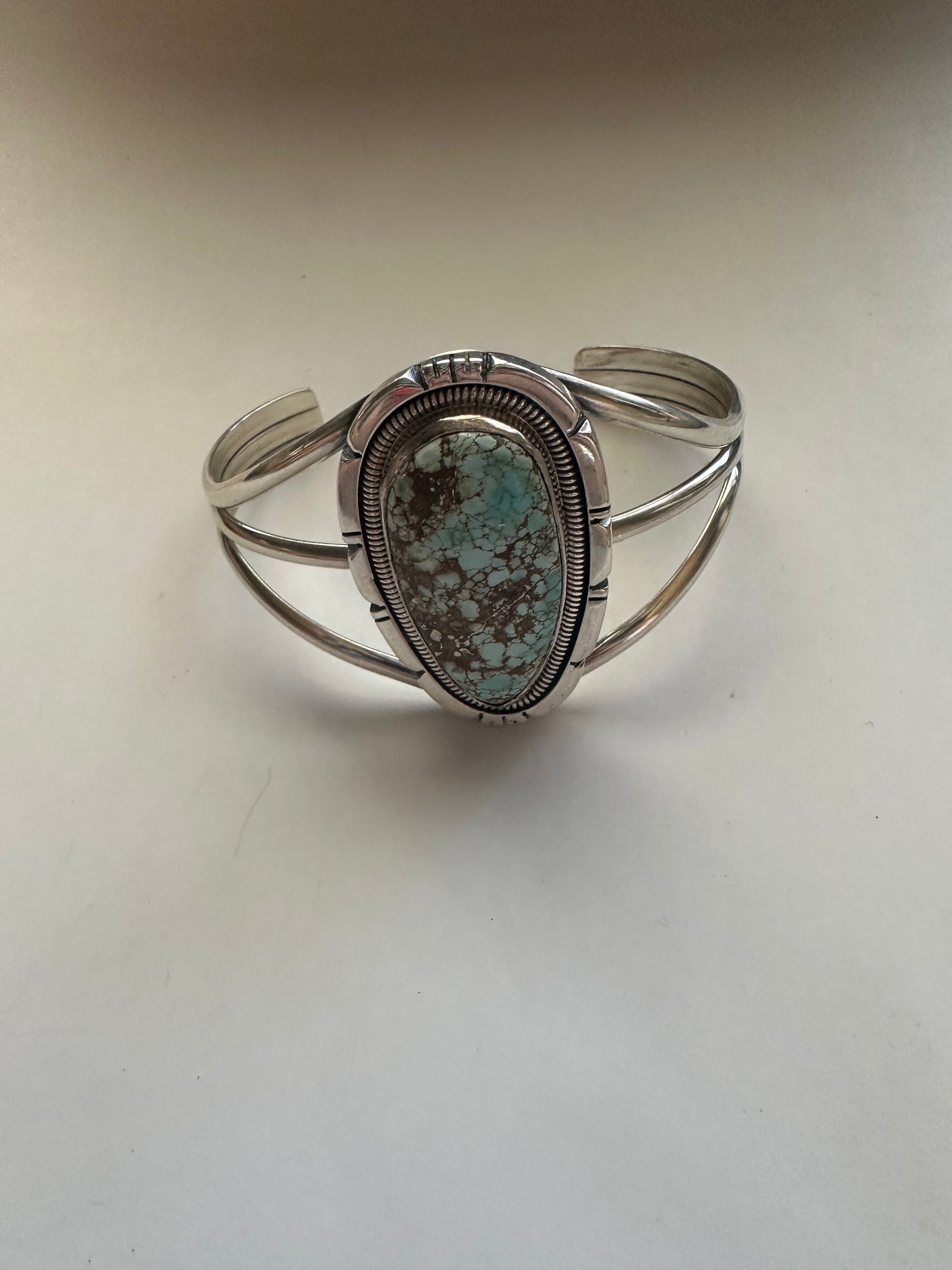 Handcrafted Golden Hills Turquoise And Sterling Silver Adjustable Cuff Bracelet