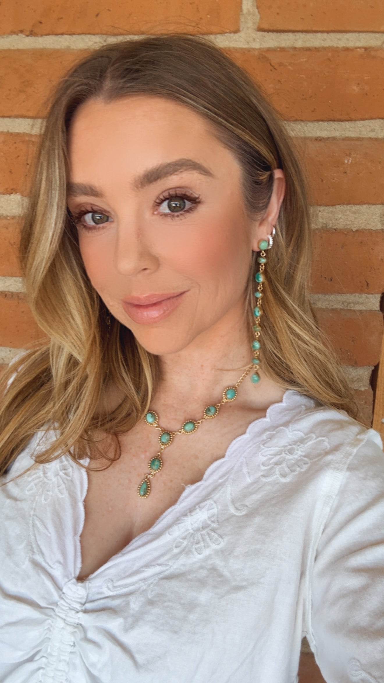 “The Golden Collection” RUNWAY Handmade Natural Kingman Turquoise Post Dangle Earrings