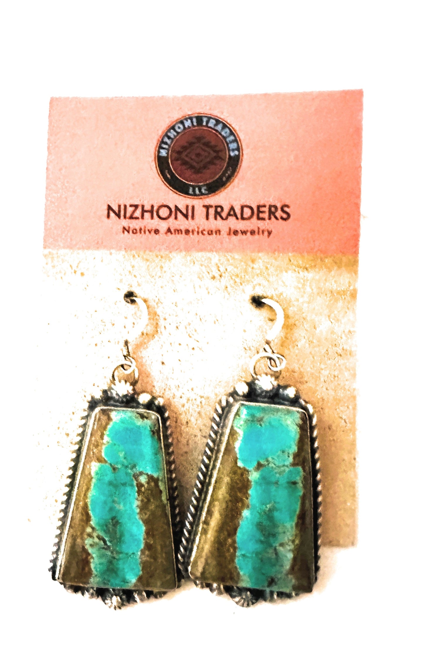 Handcrafted Number 8 Turquoise And Sterling Silver Dangle Earrings