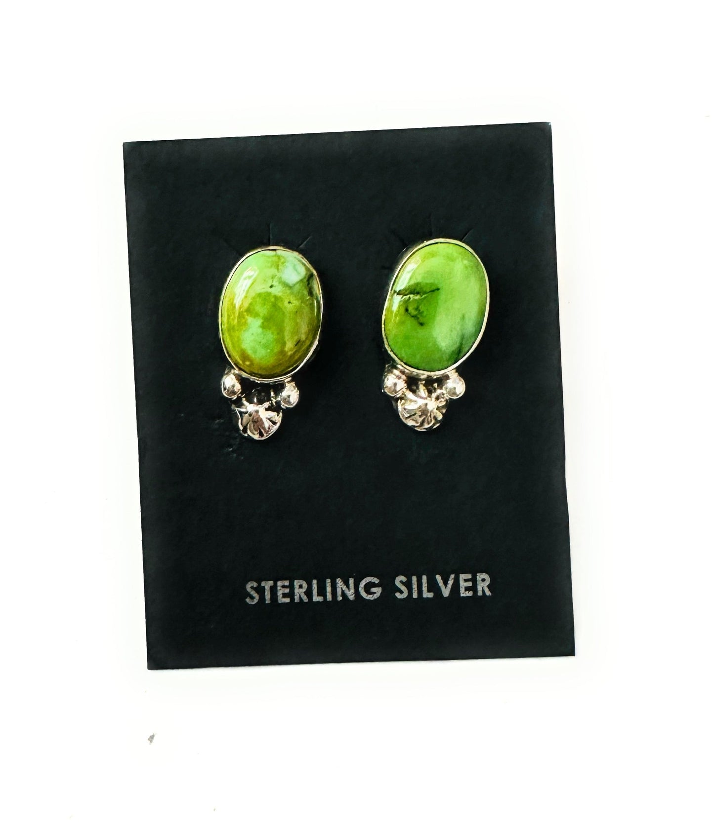 Handcrafted Tibetan Turquoise and Sterling Silver Stud Earrings