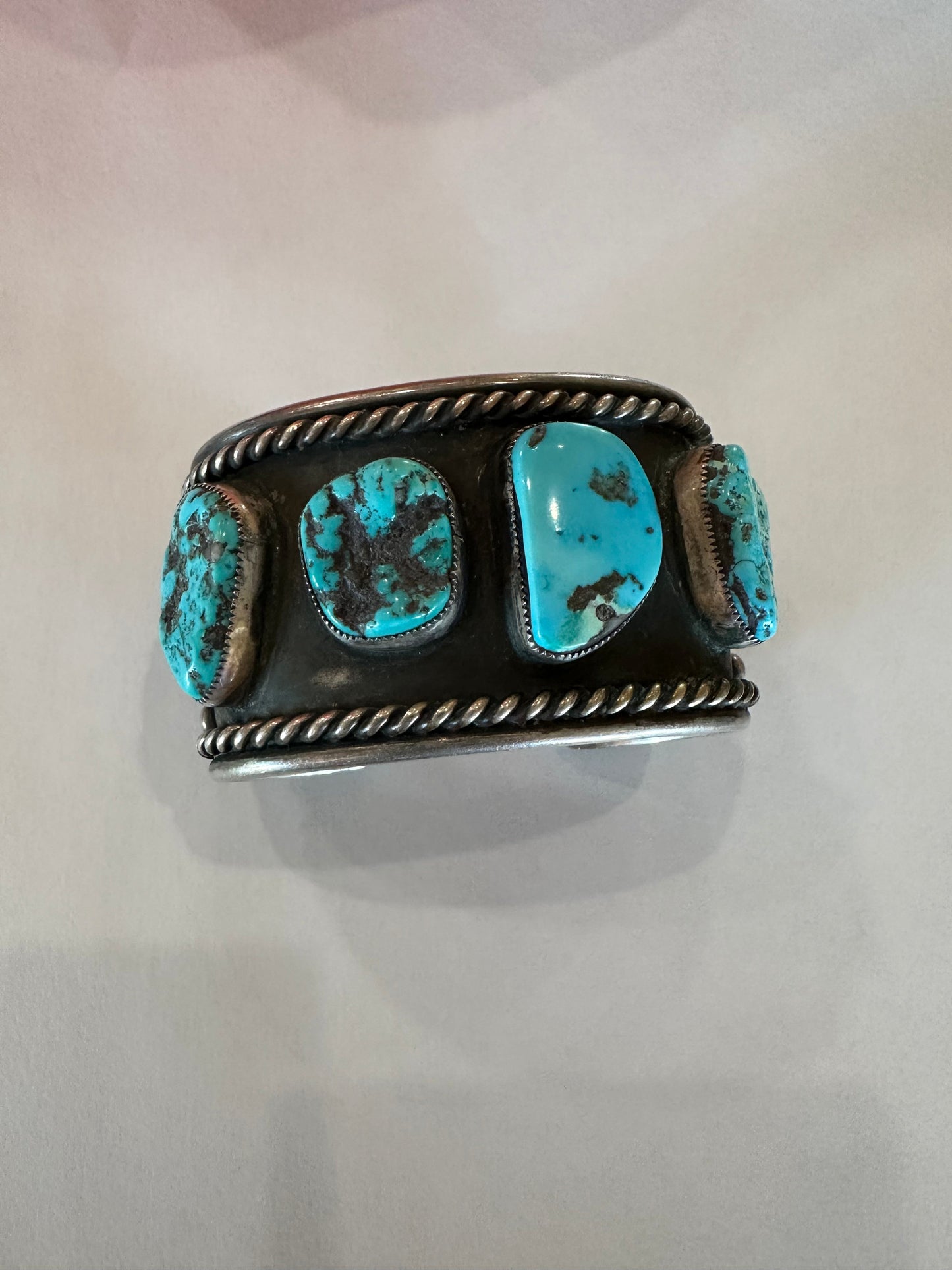 Handcrafted Old Pawn Natural Kingman Turquoise & Sterling Silver Cuff Bracelet /