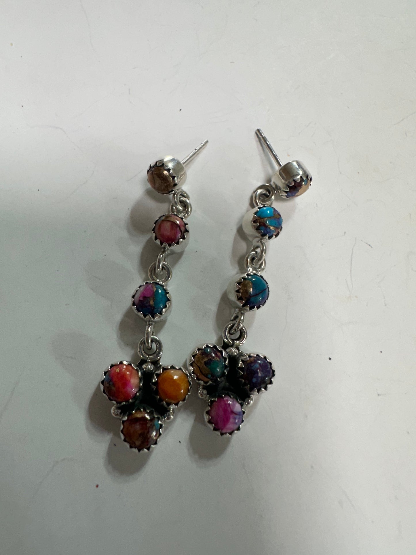 Handmade 6 Stone Pink Dream Mojave and Sterling Silver Handmade Dangles