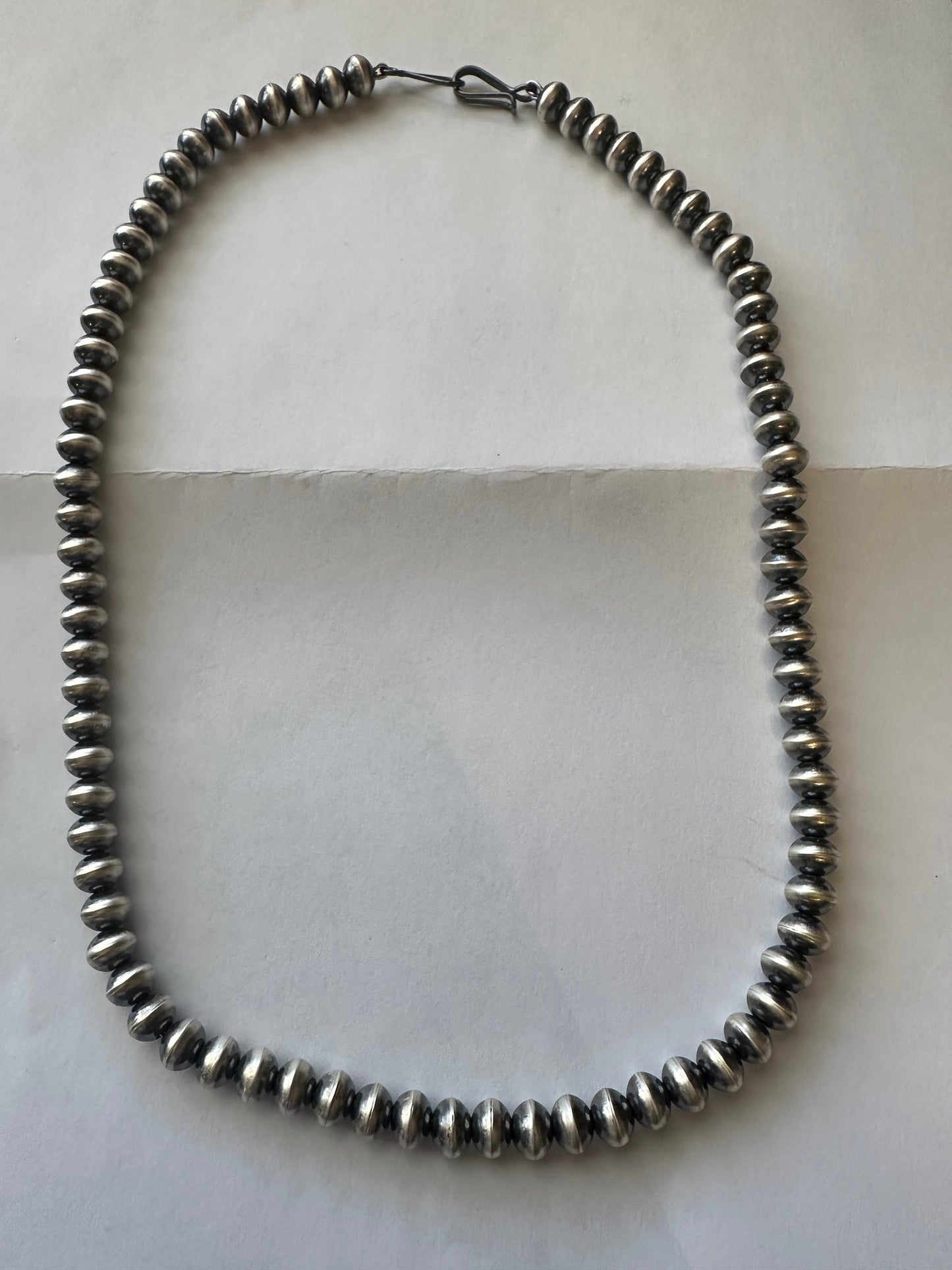 Handcrafted Sterling Silver Saucer 6mm Beaded Necklace