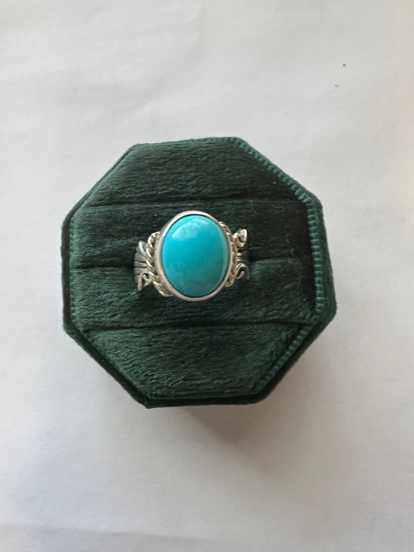 Handcrafted Single Stone Turquoise & Sterling Silver Ring Size 6