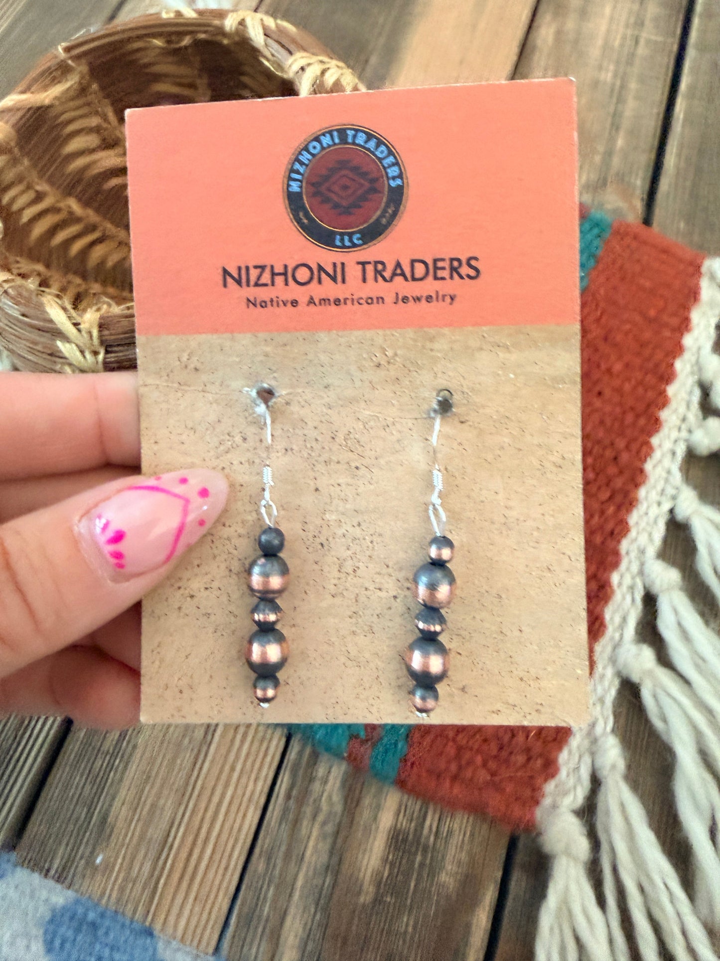 Handcrafted Copper Beaded Dangle Earrings