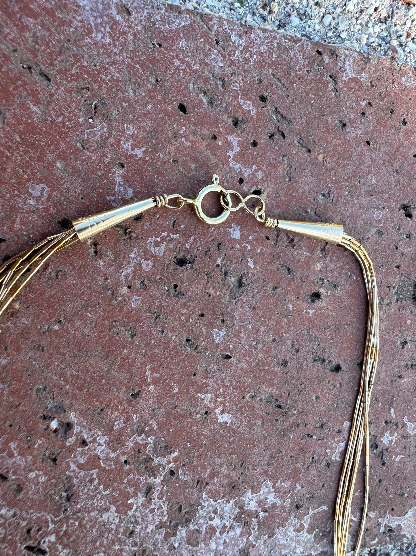 Handmade Liquid Gold 5 Strand Necklace 24"