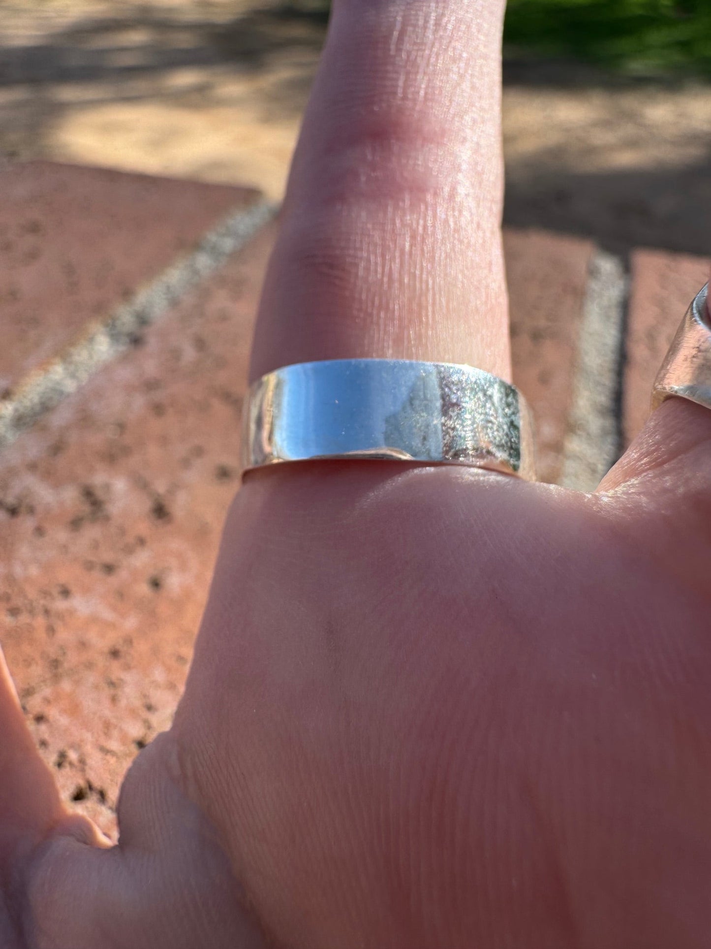 Handcrafted Sterling Silver & Hot Pink Fire Opal Inlay Band Ring
