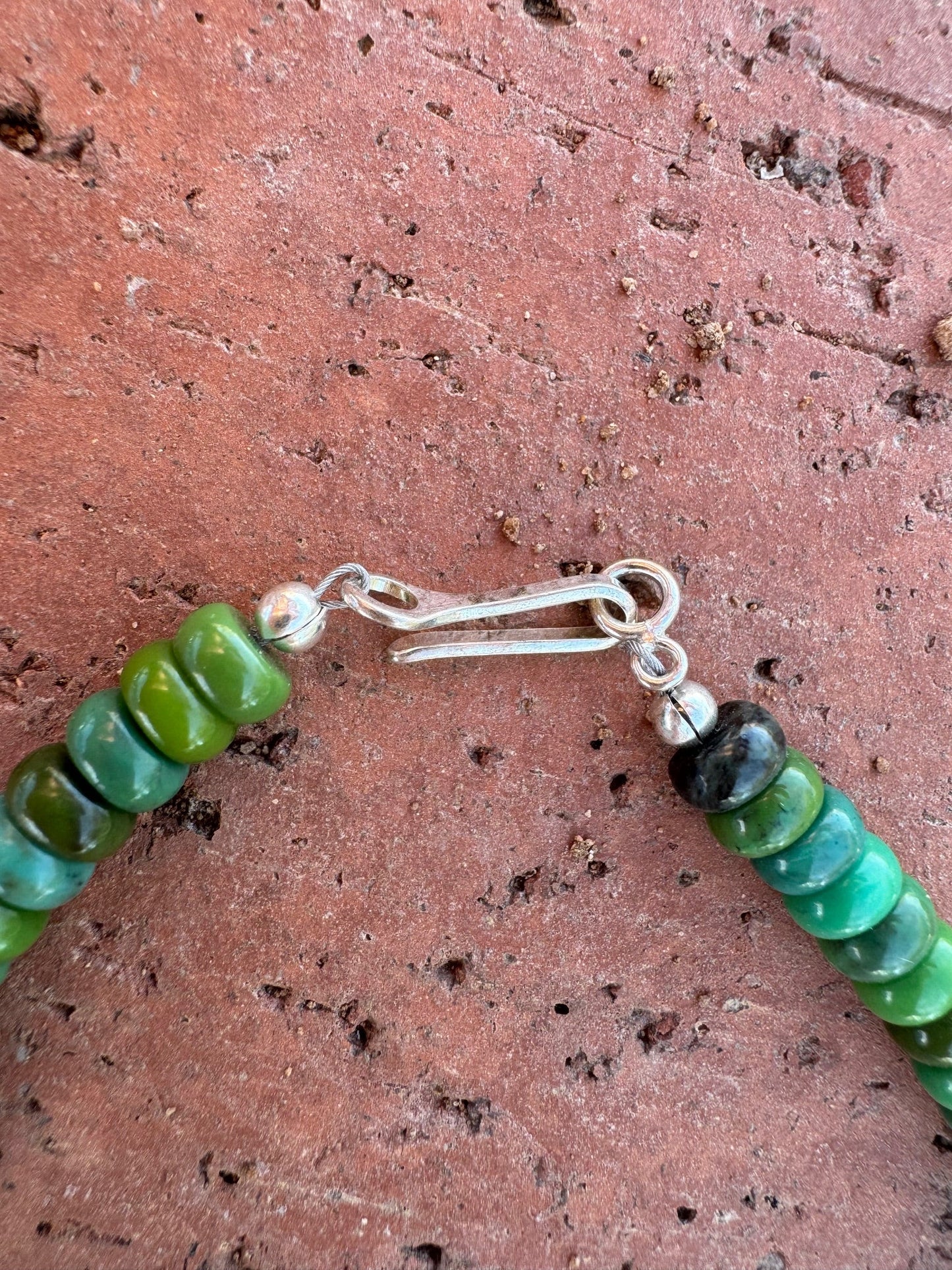 Handcrafted Sterling Silver & Rolled Royston Turquoise Beaded Necklace