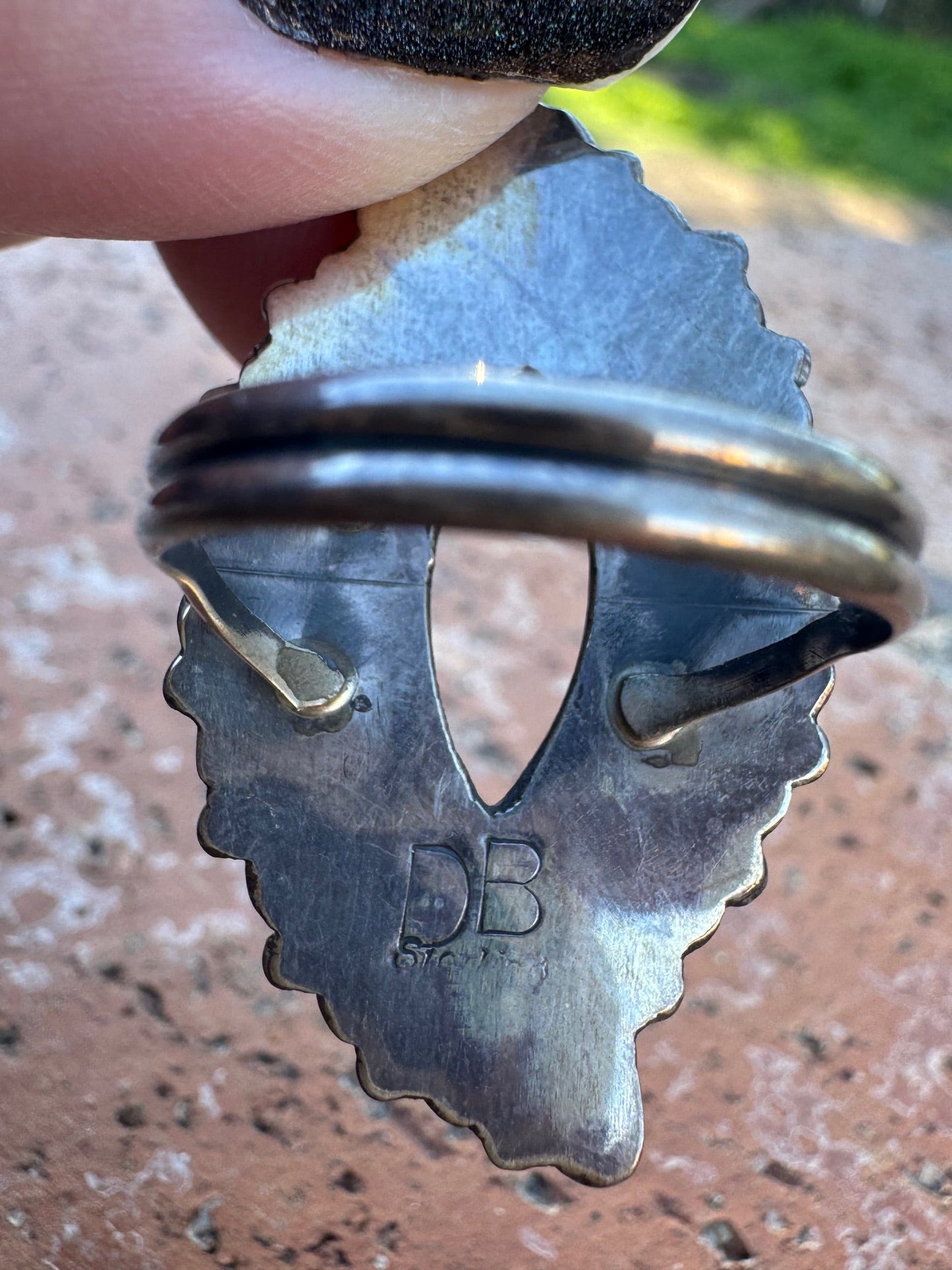 Handcrafted Natural Kingman Turquoise & Sterling Silver Fish Tail Design Ring