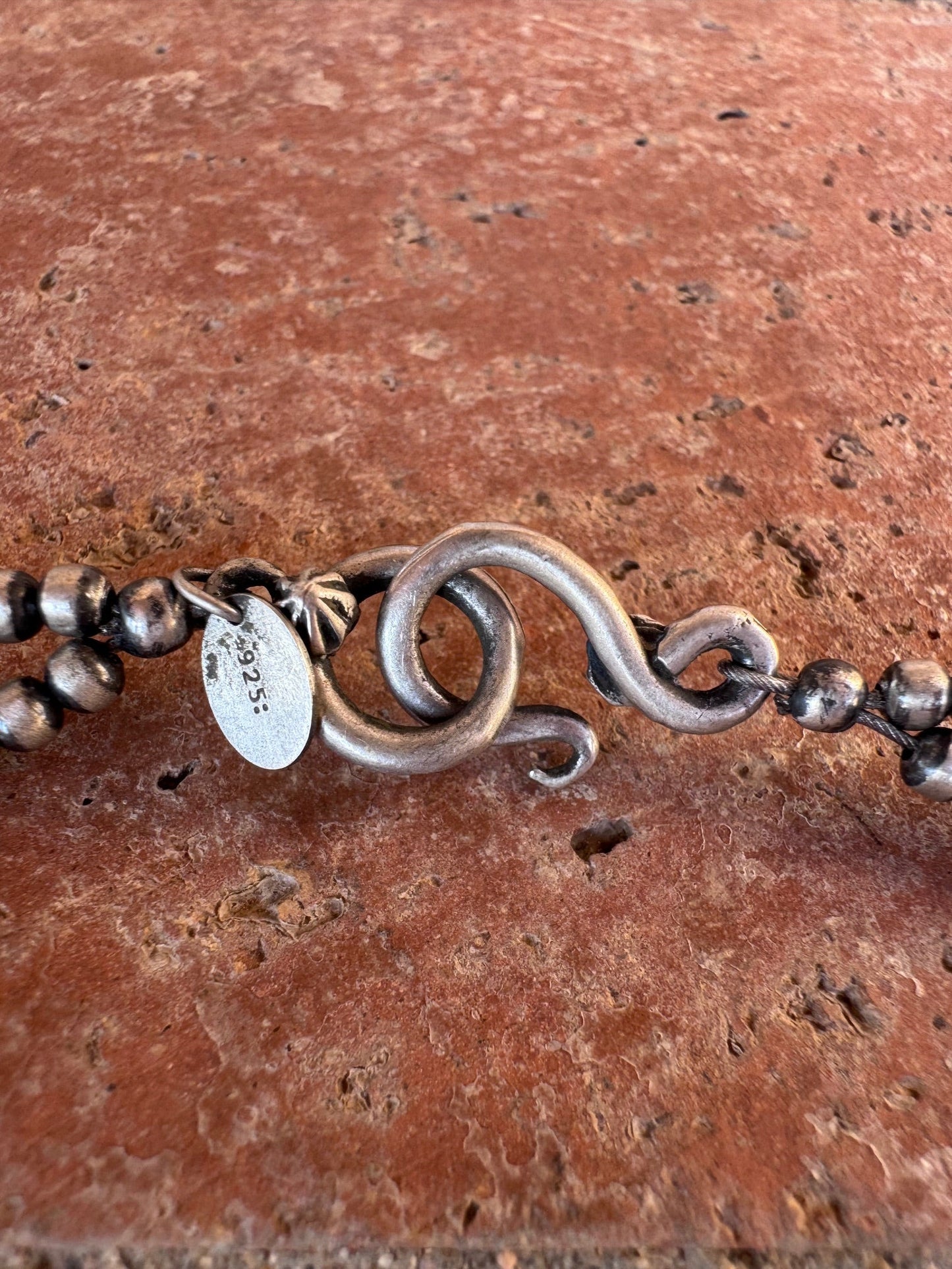 Handcrafted Sterling Silver Pearl Double Strand 3-5mm Beaded Necklace 16"