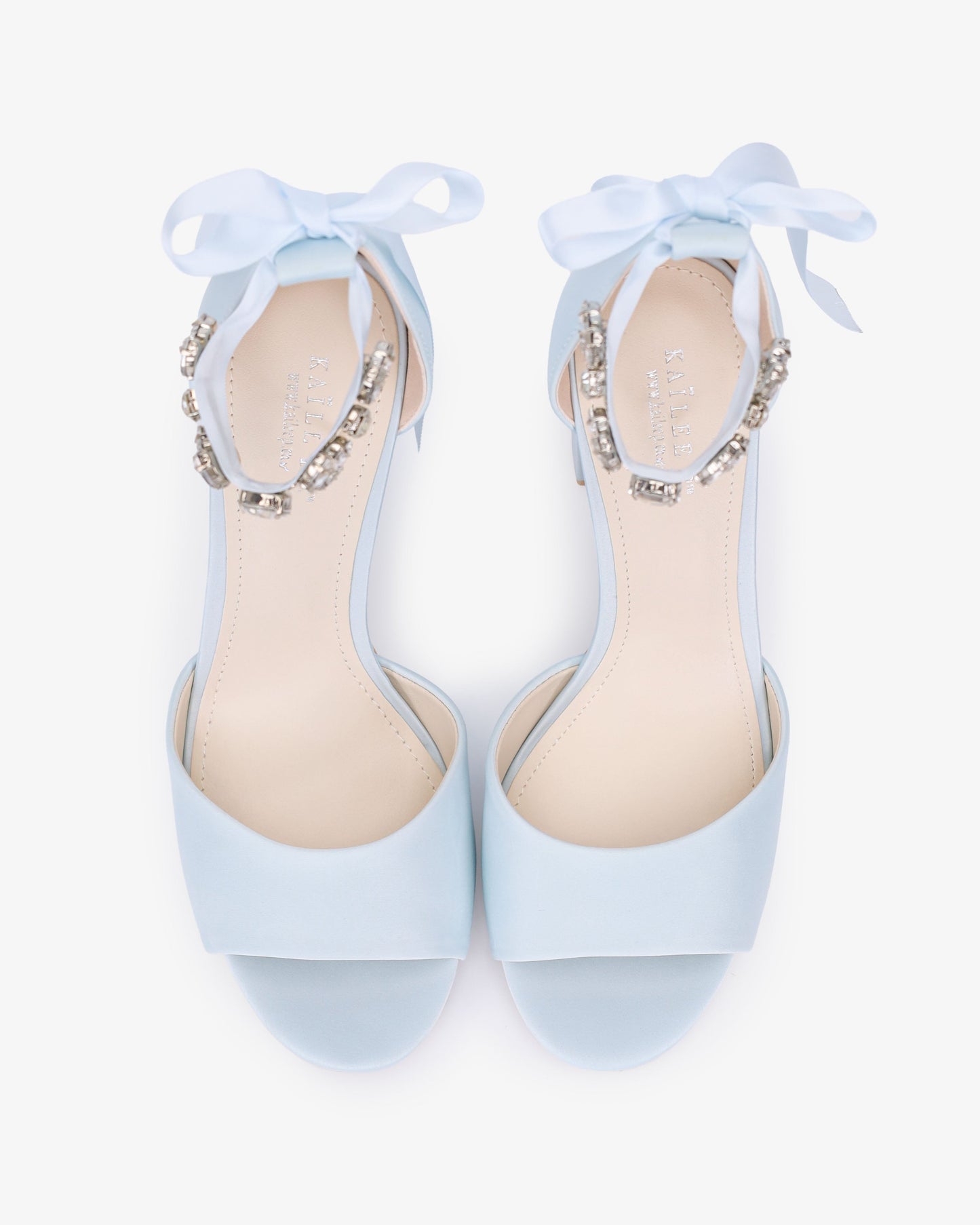 Satin Block Heel Wedding Sandals with Navette Cluster Rhinestones Strap