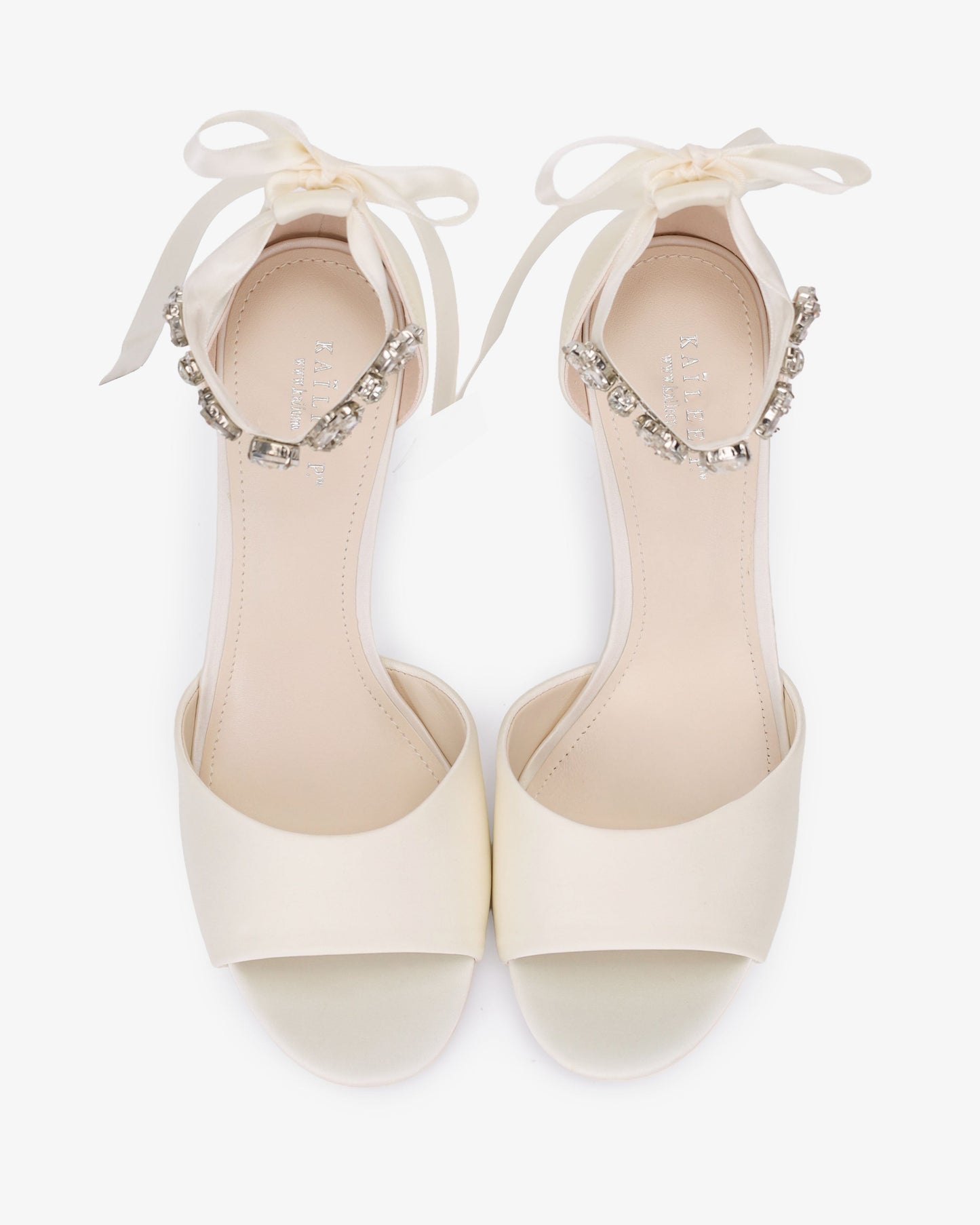 Satin Block Heel Wedding Sandals with Navette Cluster Rhinestones Strap