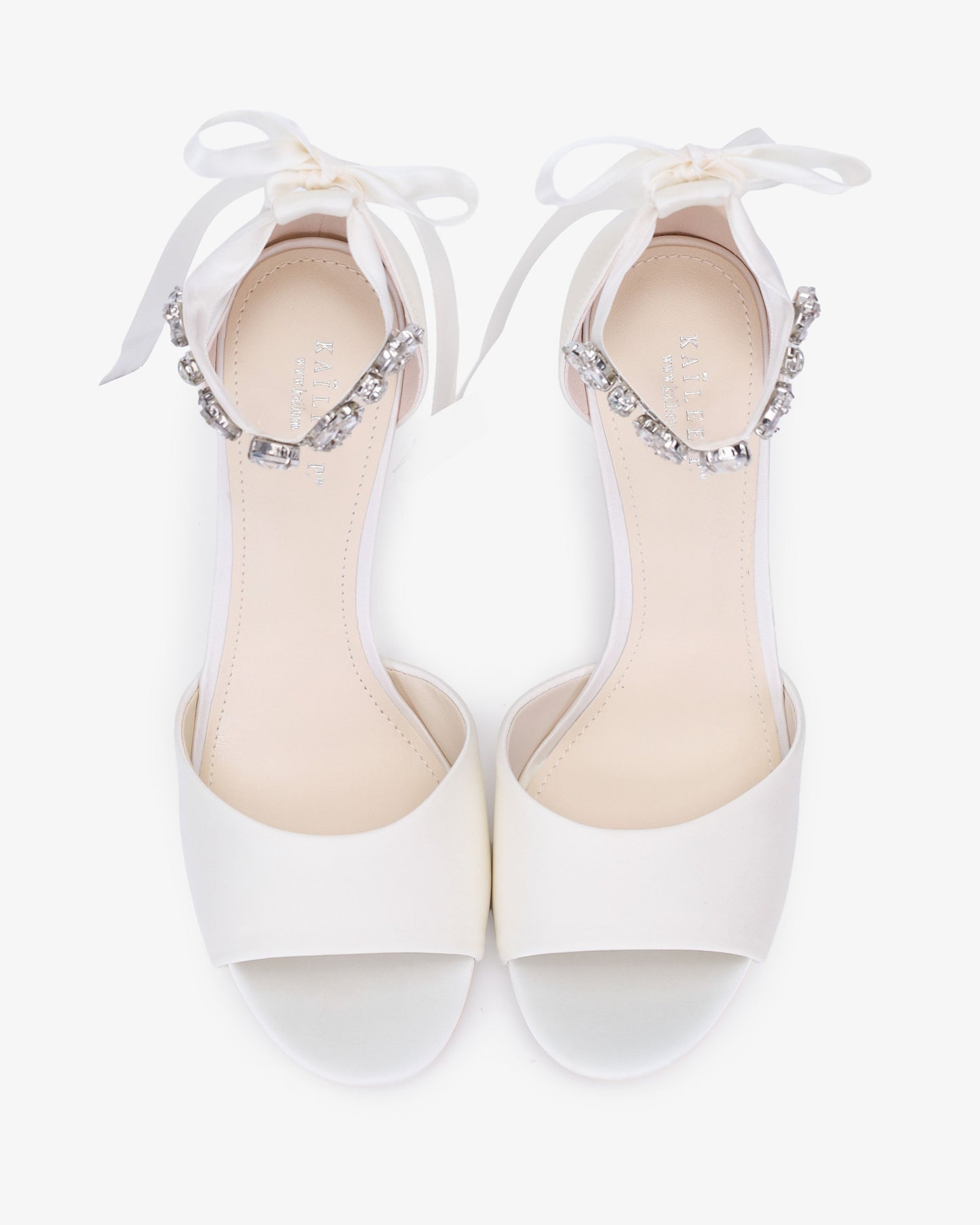 Satin Block Heel Wedding Sandals with Navette Cluster Rhinestones Strap