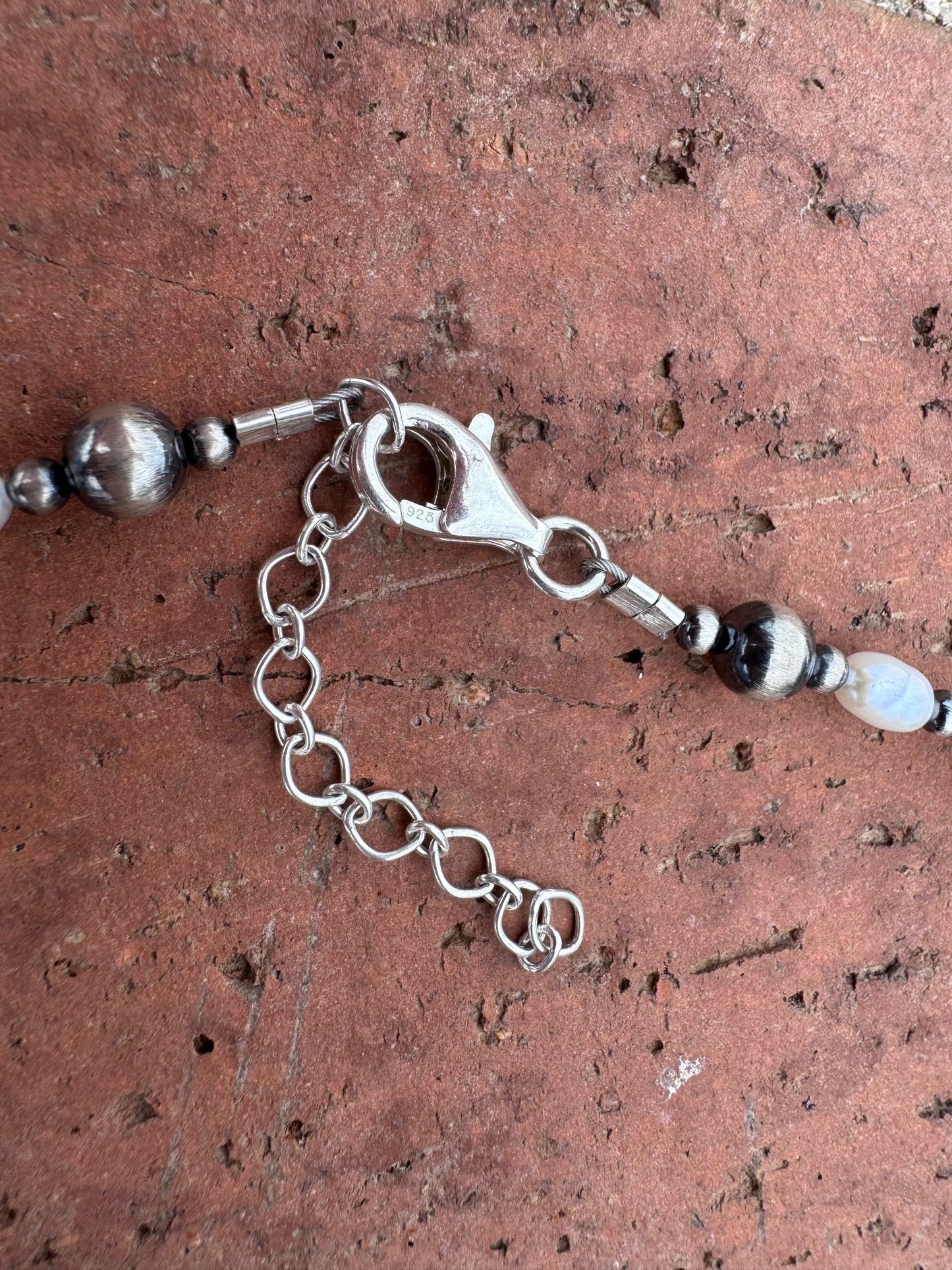 Handcrafted Freshwater Pearl & Sterling Silver Pearl 3-14mm Beaded Necklace 58"