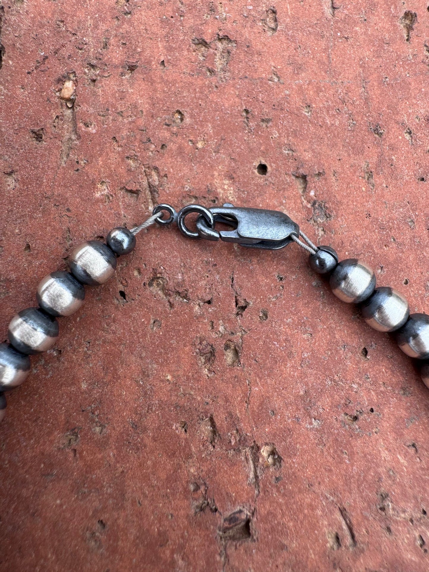 Handcrafted Sterling Silver Pearl 5mm Beaded Bracelet 7.5"