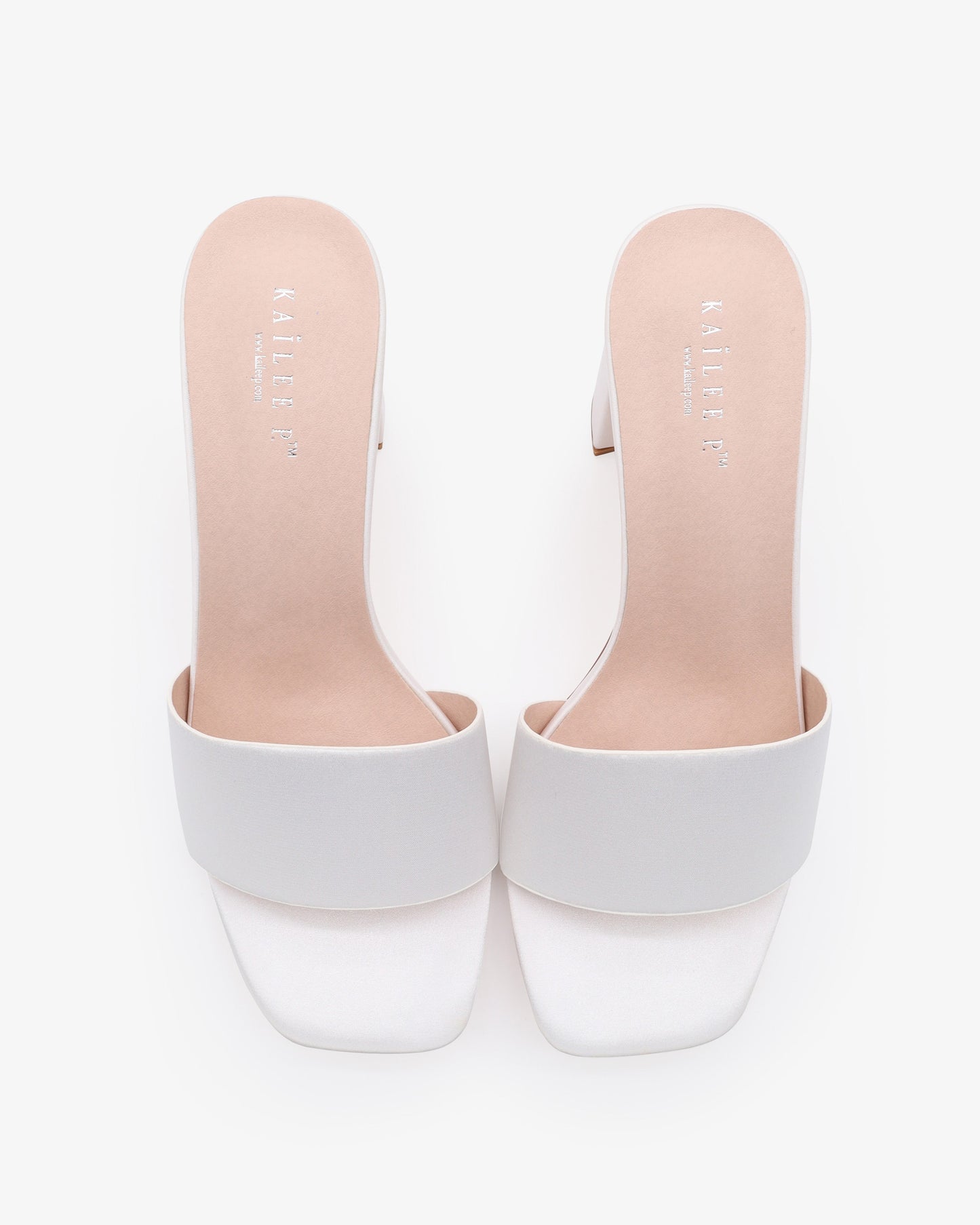 Satin Block Heels Slide Wedding Sandals