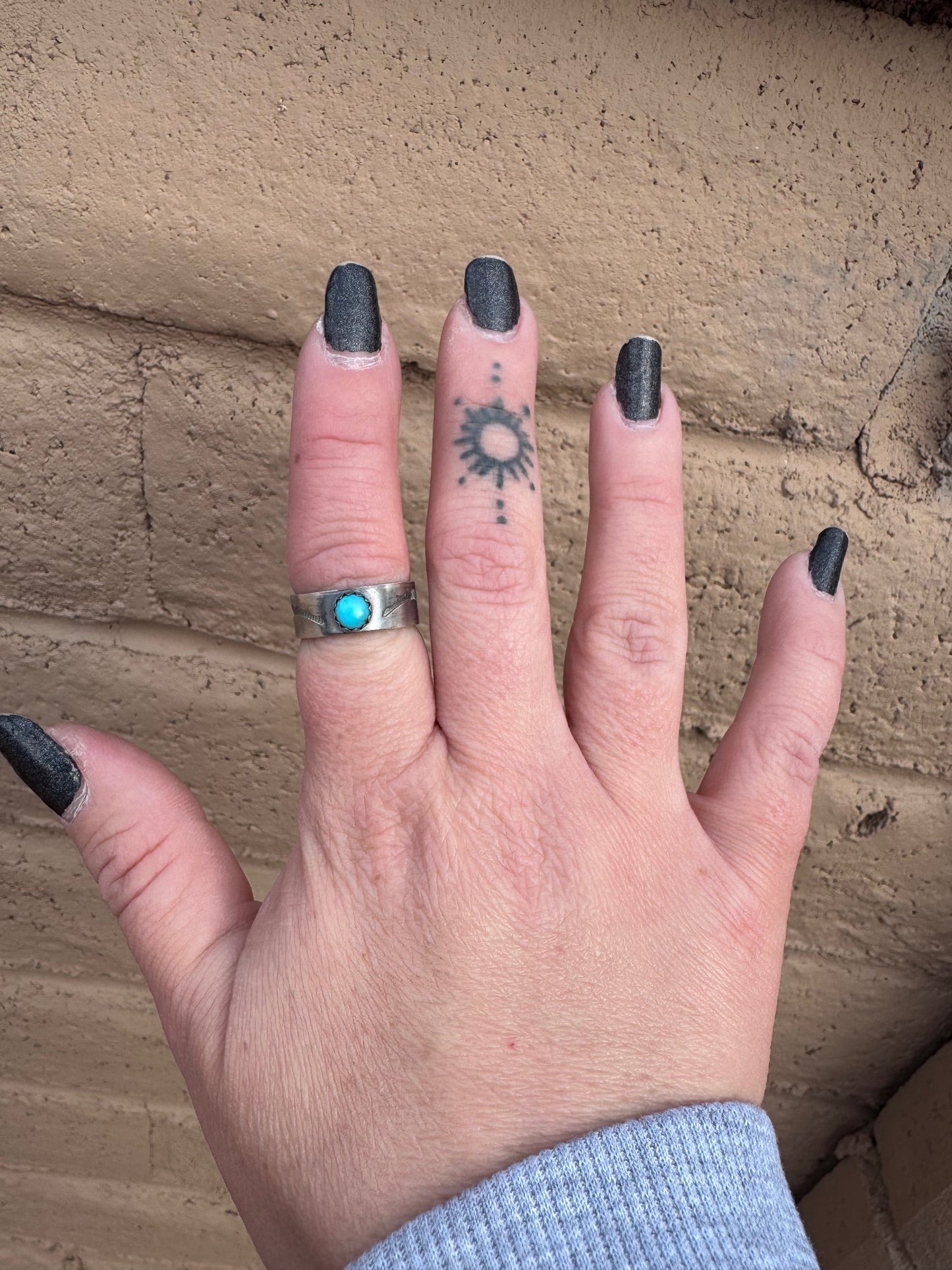 Handcrafted Sterling Silver Kingman Turquoise Band Ring size 5.5
