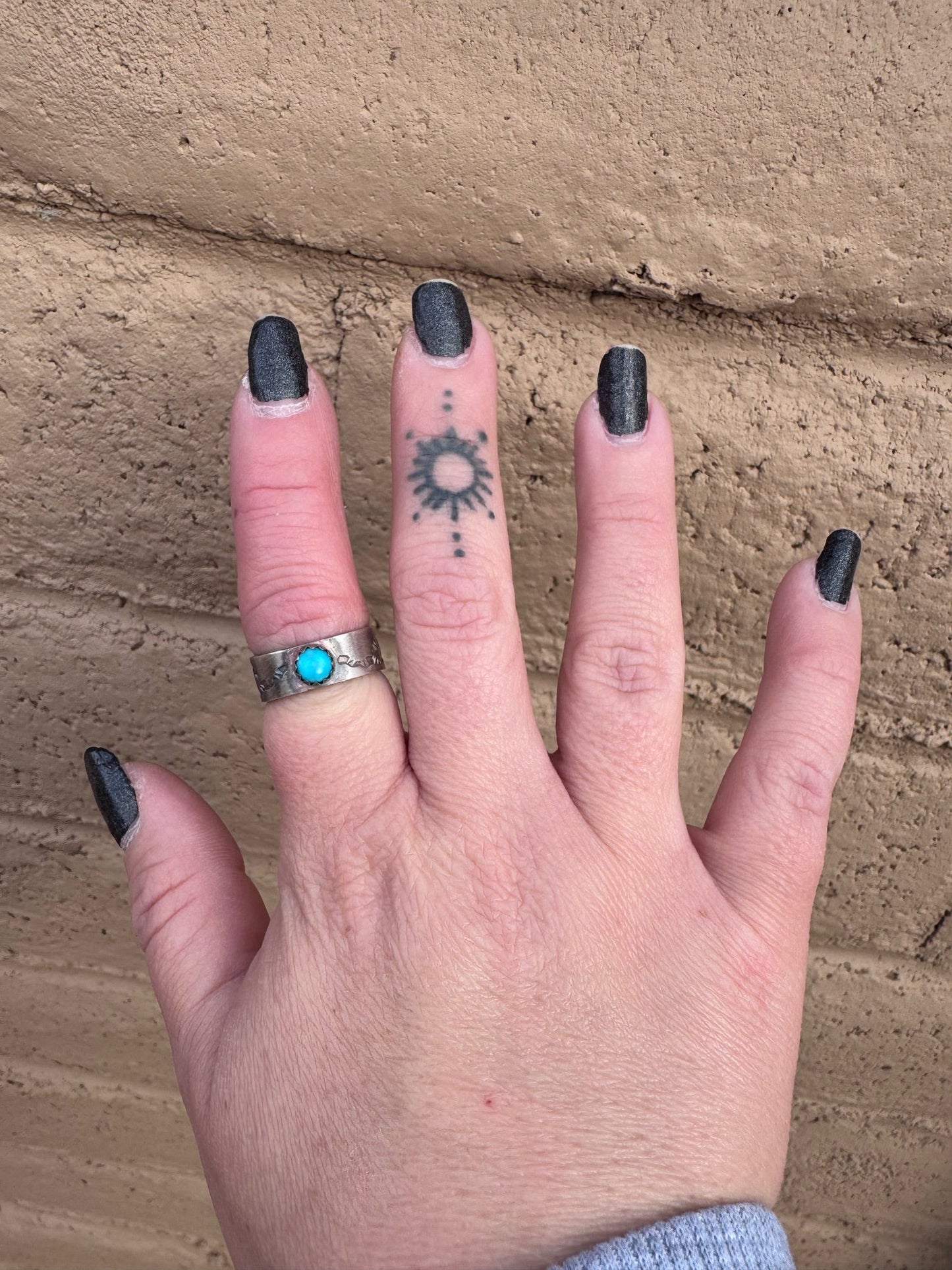 Handcrafted Sterling Silver Kingman Turquoise Band Ring size 5.5