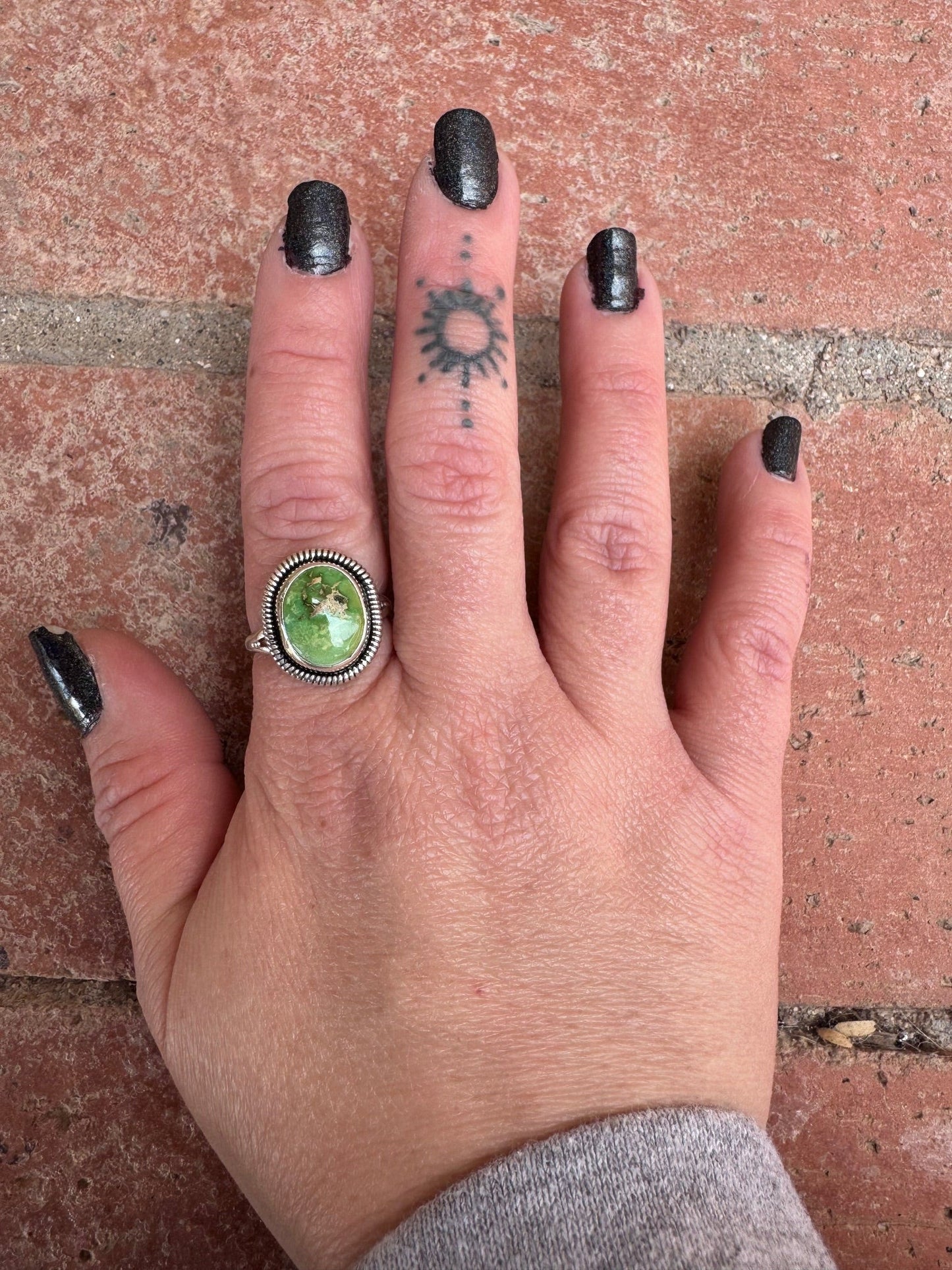 Handcrafted Palomino Turquoise Sterling Silver Oval Ring size 7.5 by Wydell Billie