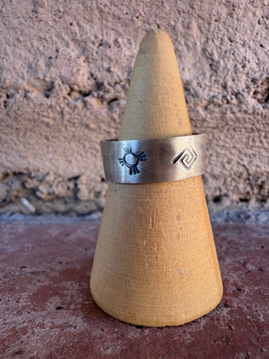 Handcrafted Sterling Silver Hand-stamped Ring Band size 7