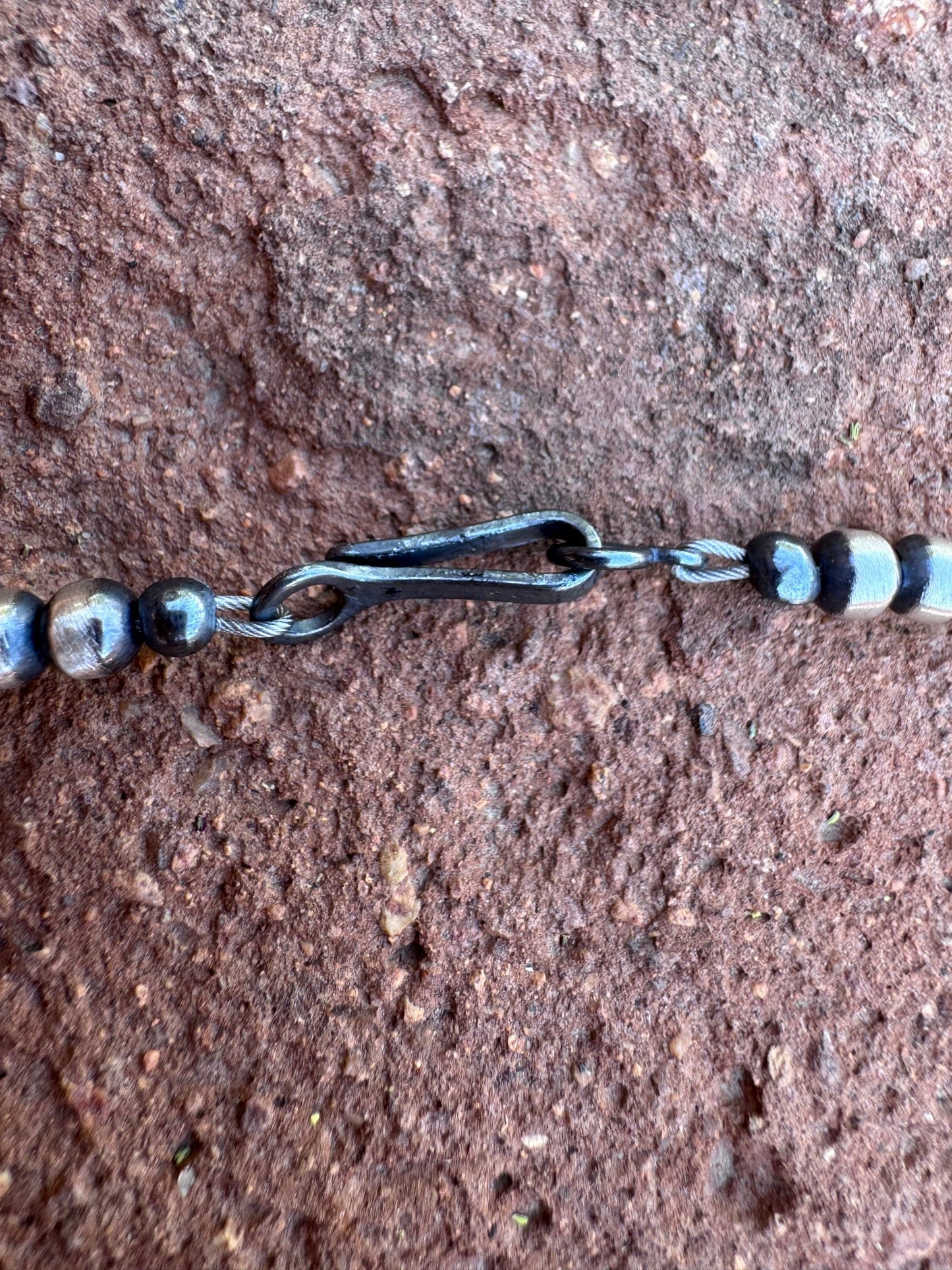 Handcrafted Sterling Silver & Pink Conch 4mm beaded Necklace