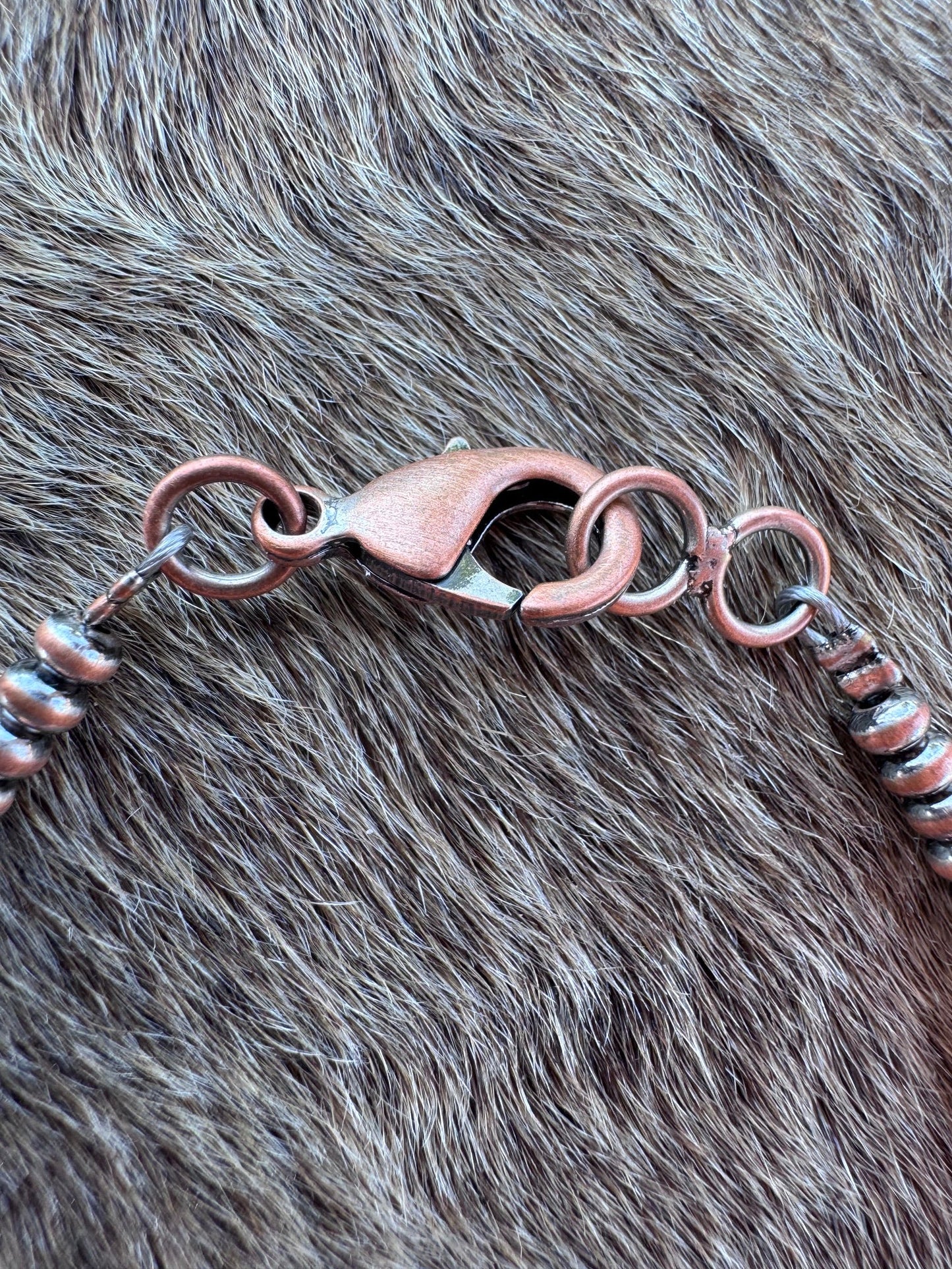 Handcrafted Copper 3mm Saucer Beaded Bracelet 7.5"