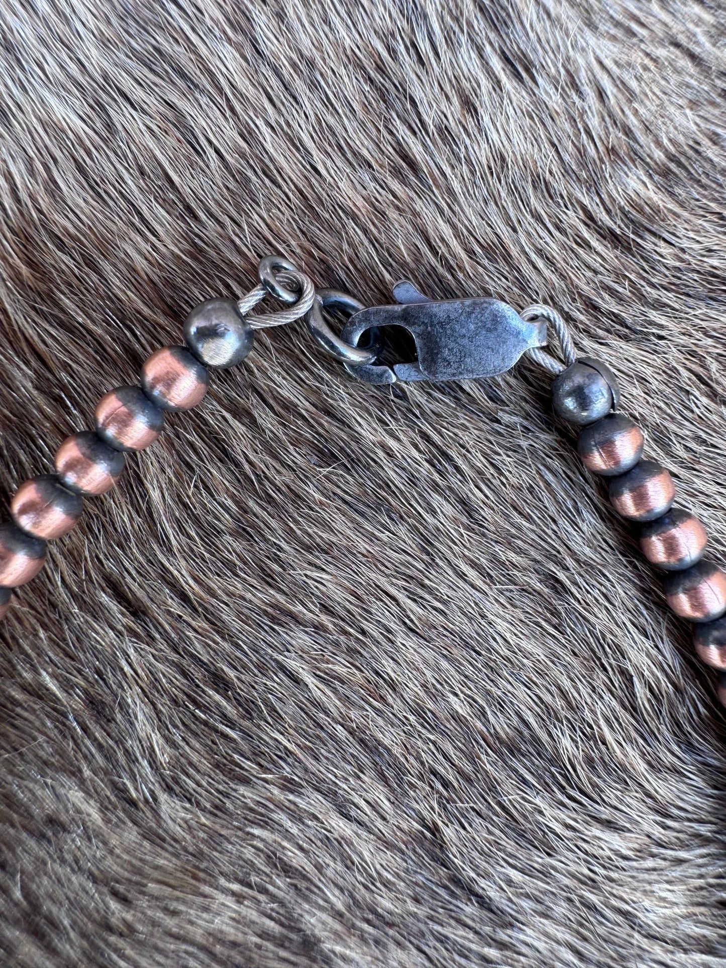Handcrafted Copper 3mm Beaded Bracelet 7.5"