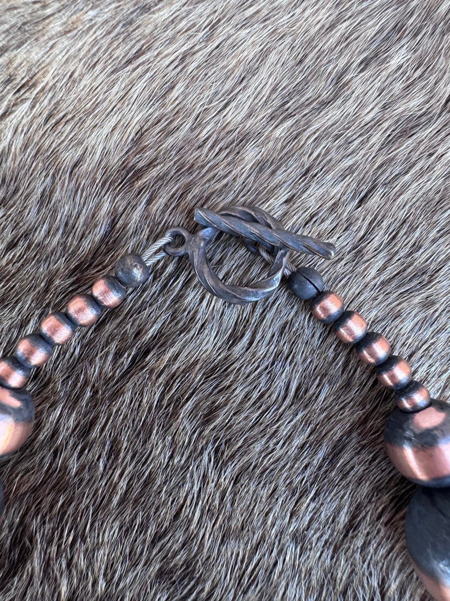 Handcrafted Copper 3-12mm Beaded Bracelet 7.25"