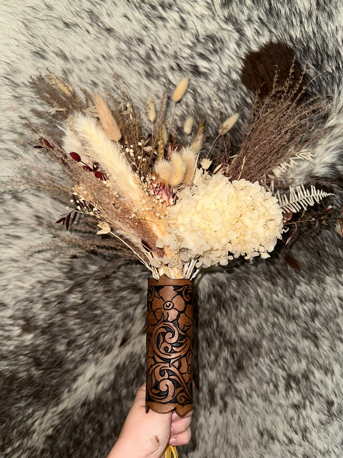 Leather Tooled Bouquet Wrap