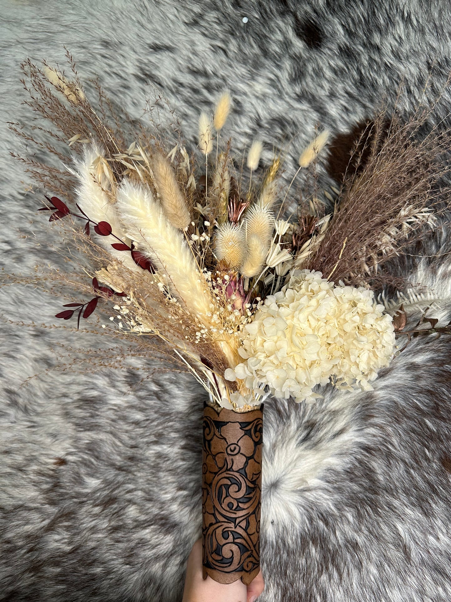 Leather Tooled Bouquet Wrap