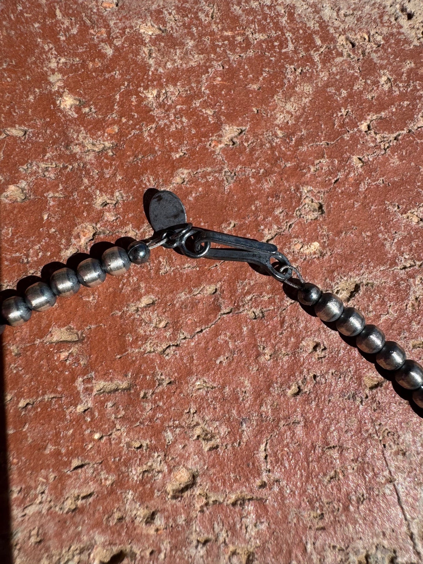 Handcrafted Kingman Turquoise & Sterling Silver 4mm Beaded Necklace 18"