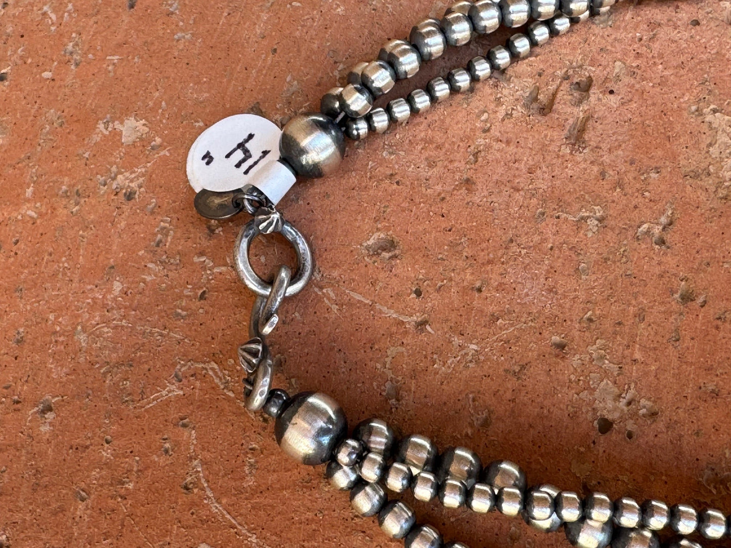 Handcrafted Sterling Silver 3 Strand Beaded 3-5mm Necklace
